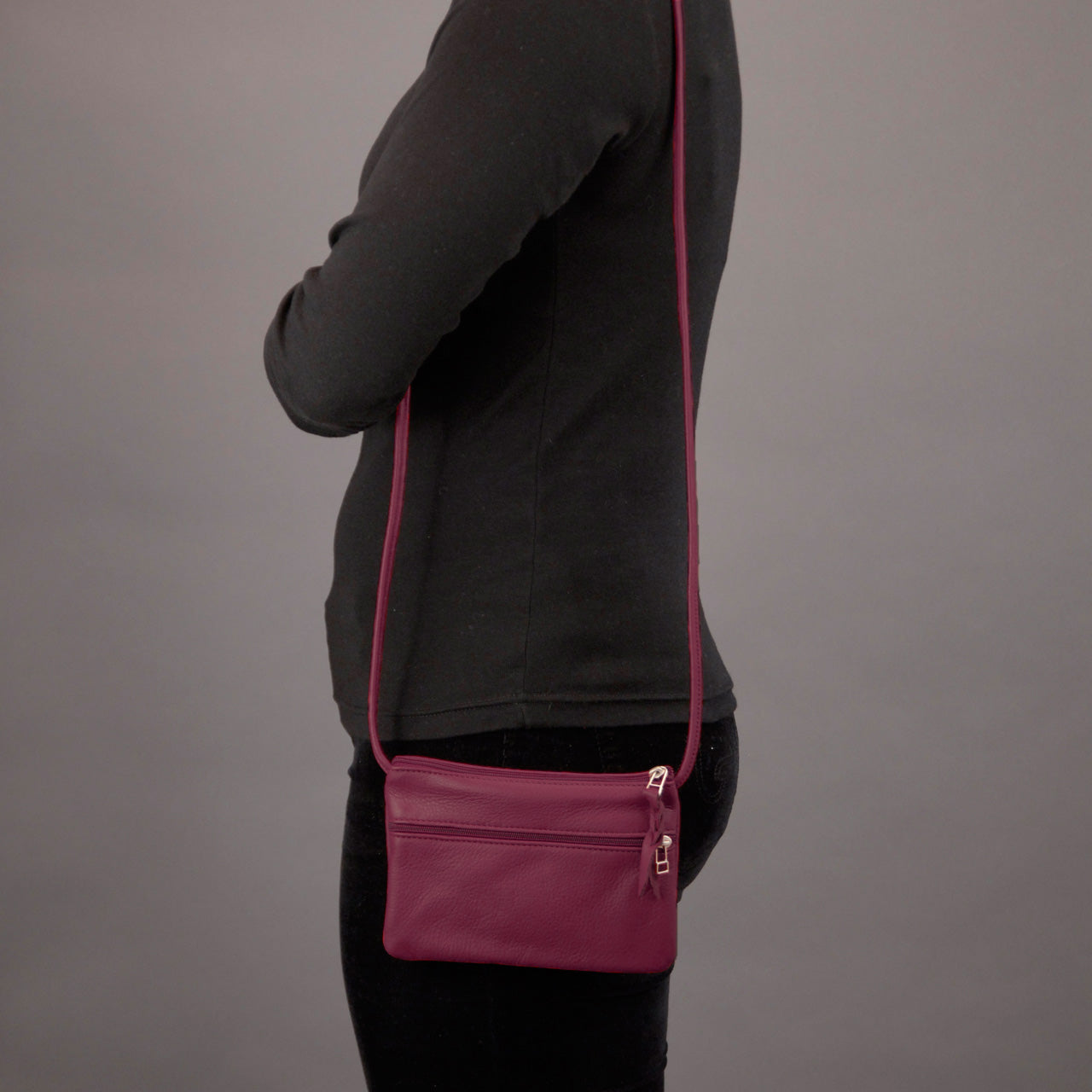 SVEN Style No. 008 Crossbody/ Shoulder Bag burgundy leather