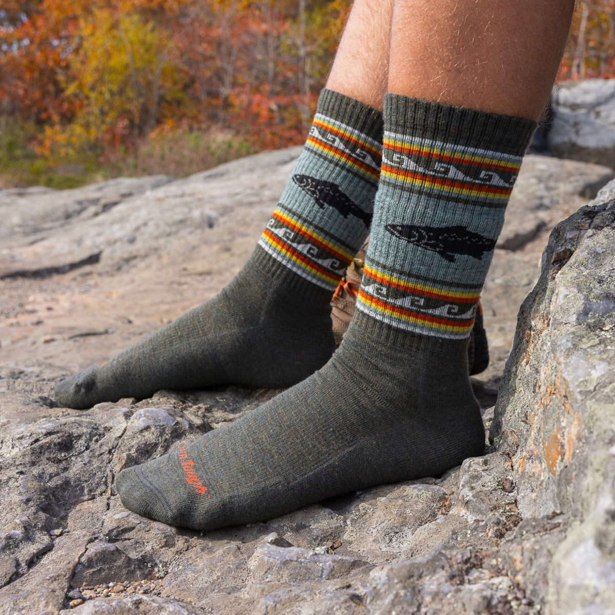 Darn Tough Men's Hiker VanGrizzle Boot Midweight with Cushion trout river