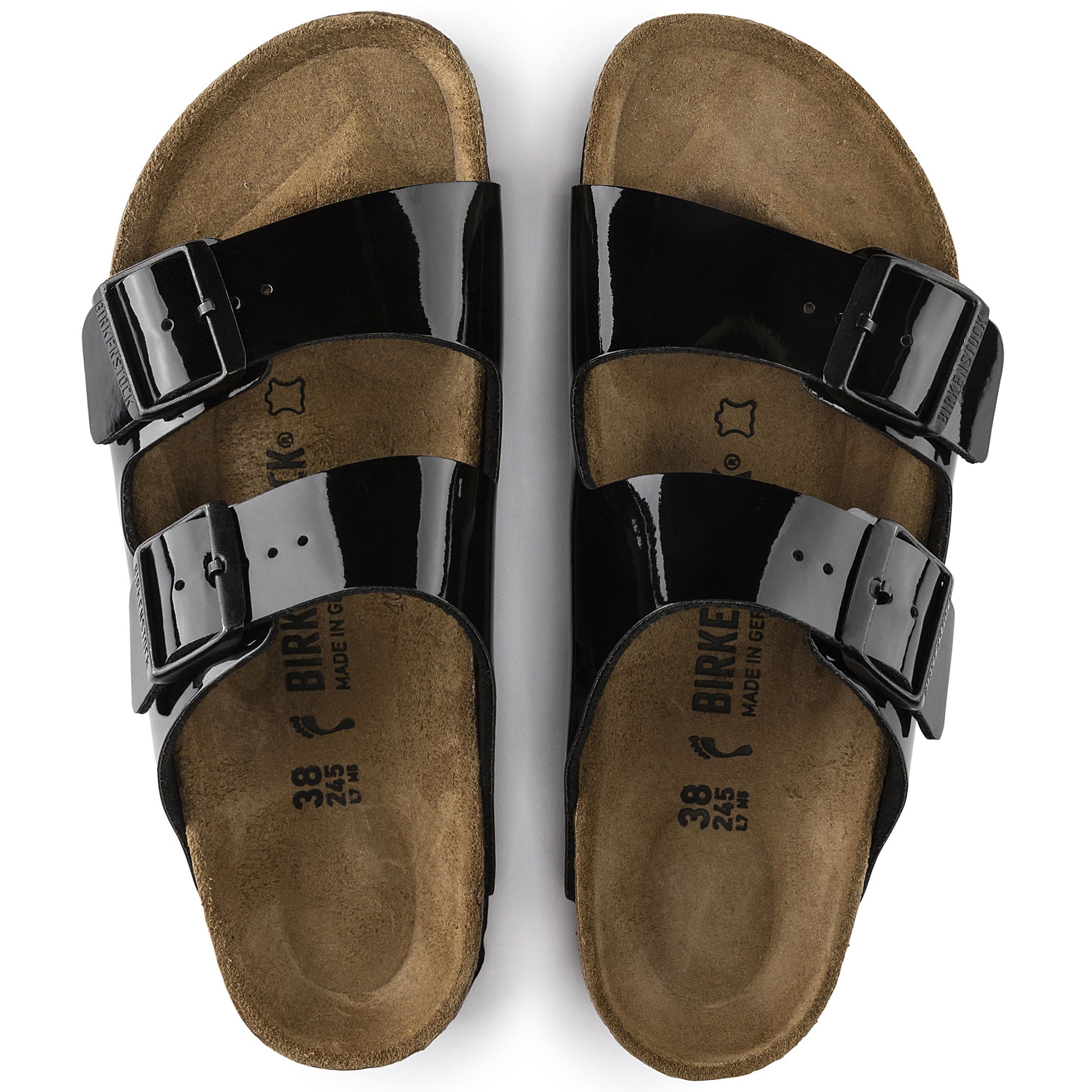 Birkenstock Arizona black patent Birko-Flor