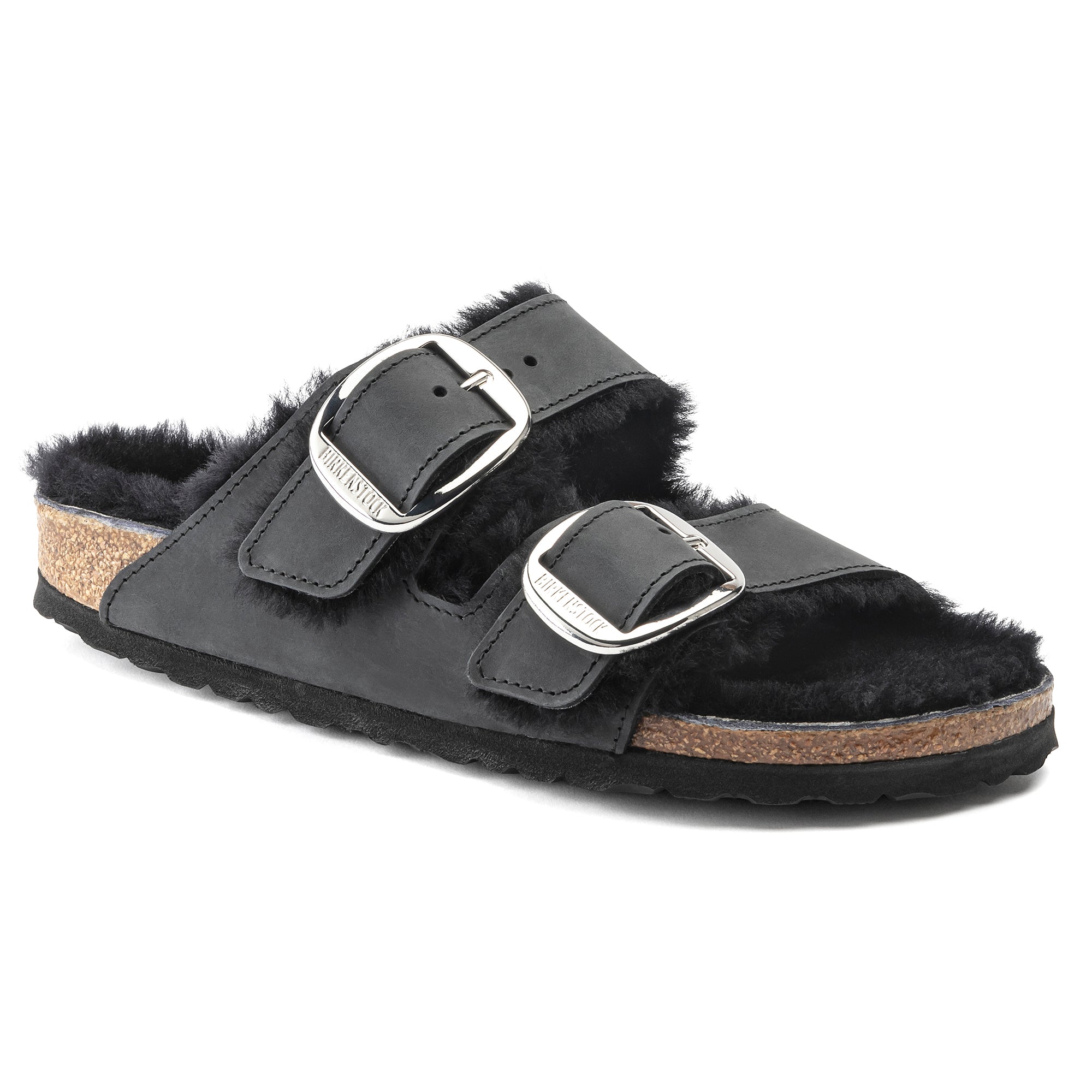 Birkenstock Arizona Big Buckle Shearling black oiled leather/black shearling