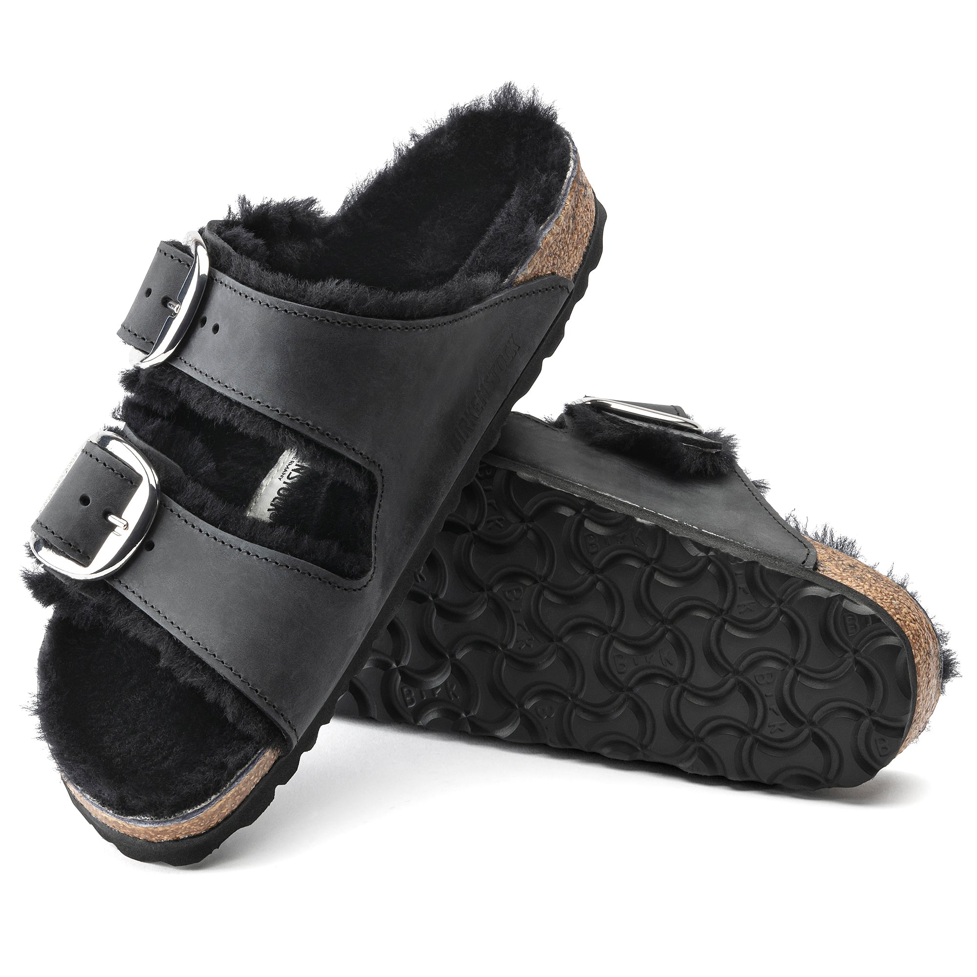 Birkenstock Arizona Big Buckle Shearling black oiled leather/black shearling