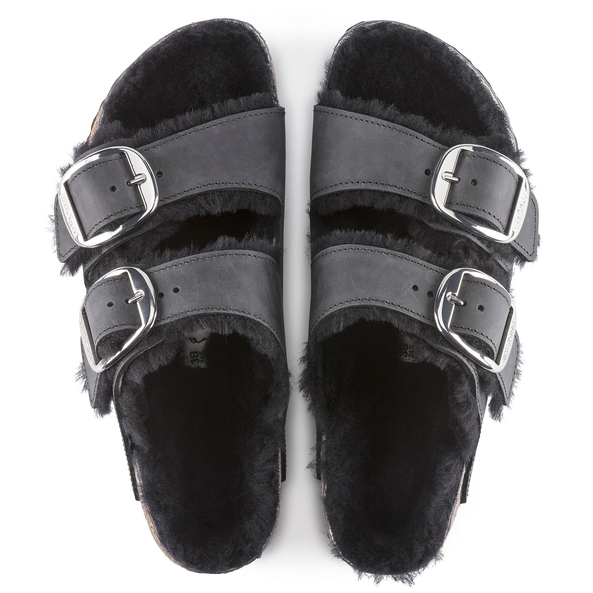 Birkenstock Arizona Big Buckle Shearling black oiled leather/black shearling