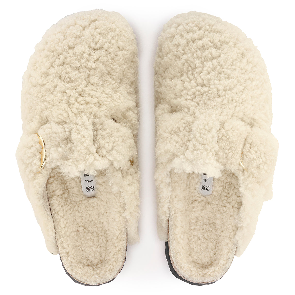 Birkenstock Boston Big Buckle Shearling teddy eggshell shearling