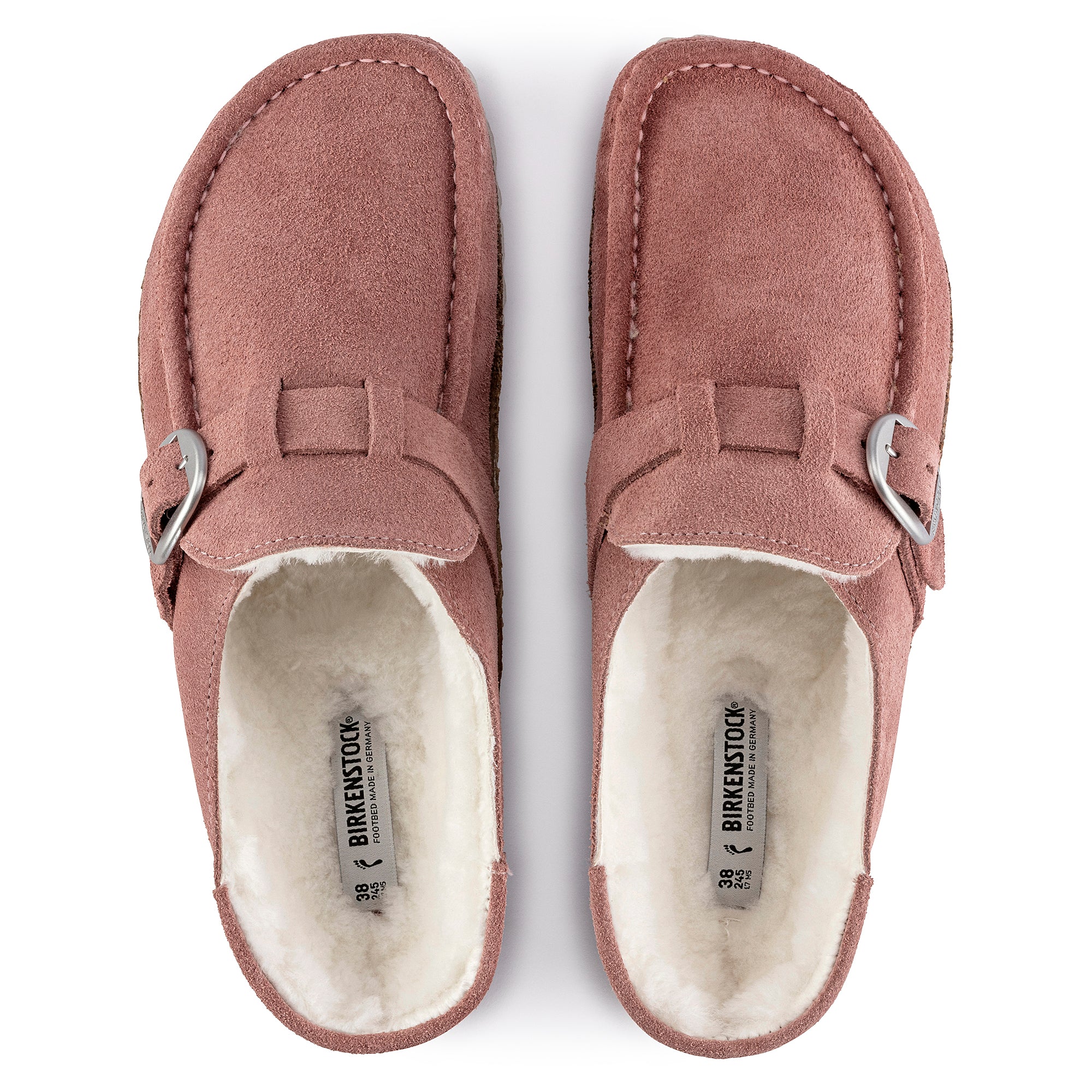 Birkenstock Limited Edition Buckley pink clay suede/natural shearling