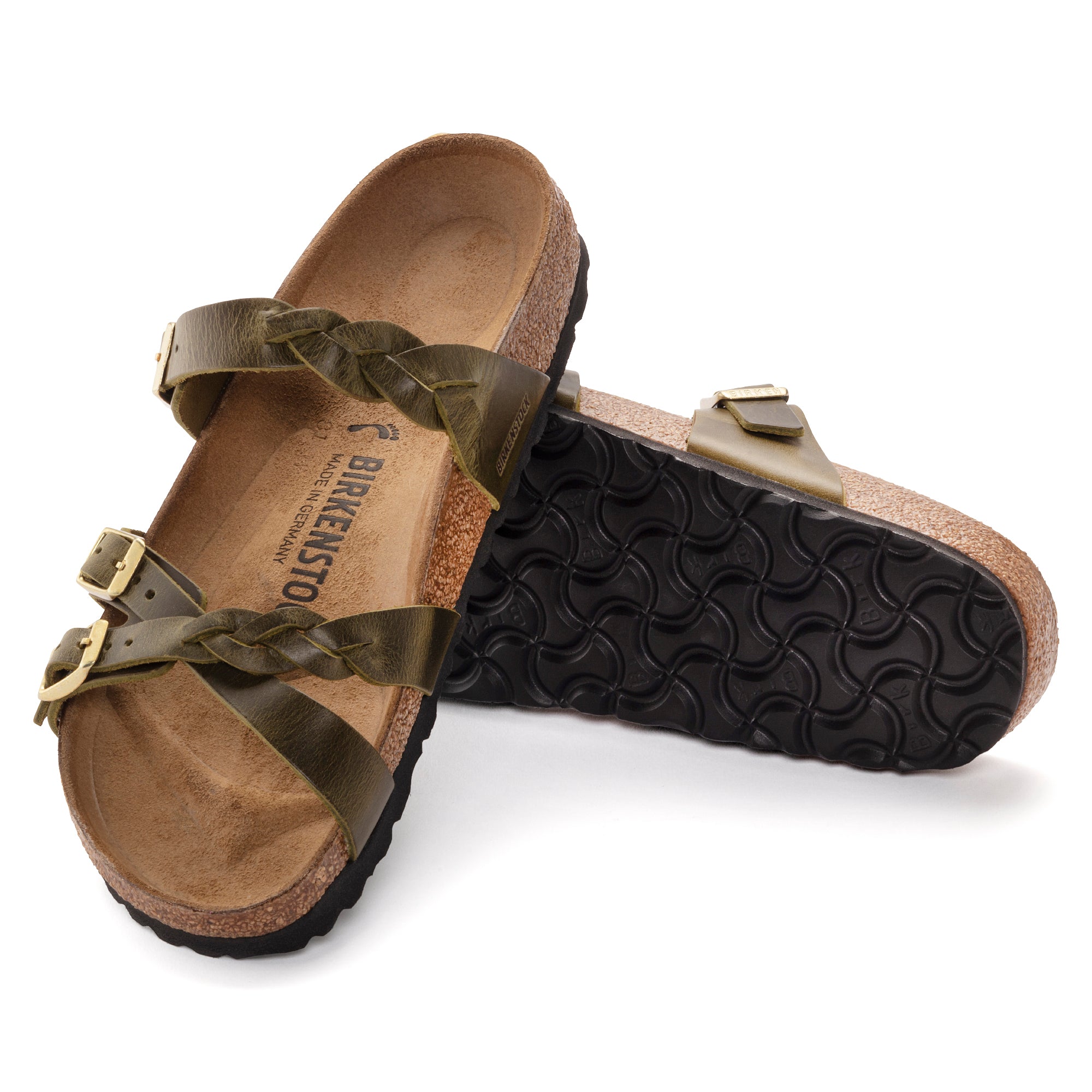 Birkenstock Franca Braid green olive oiled leather