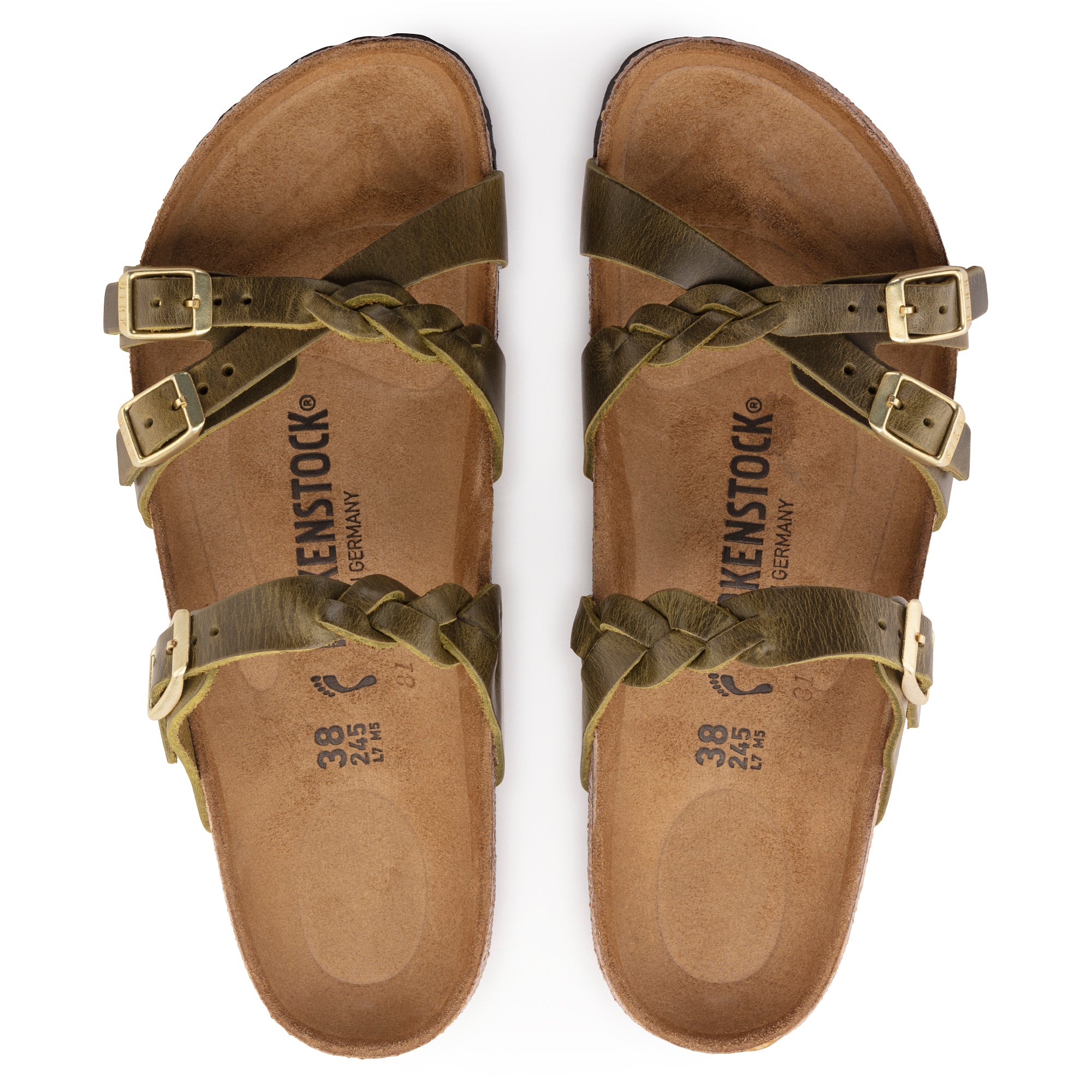 Birkenstock Franca Braid green olive oiled leather