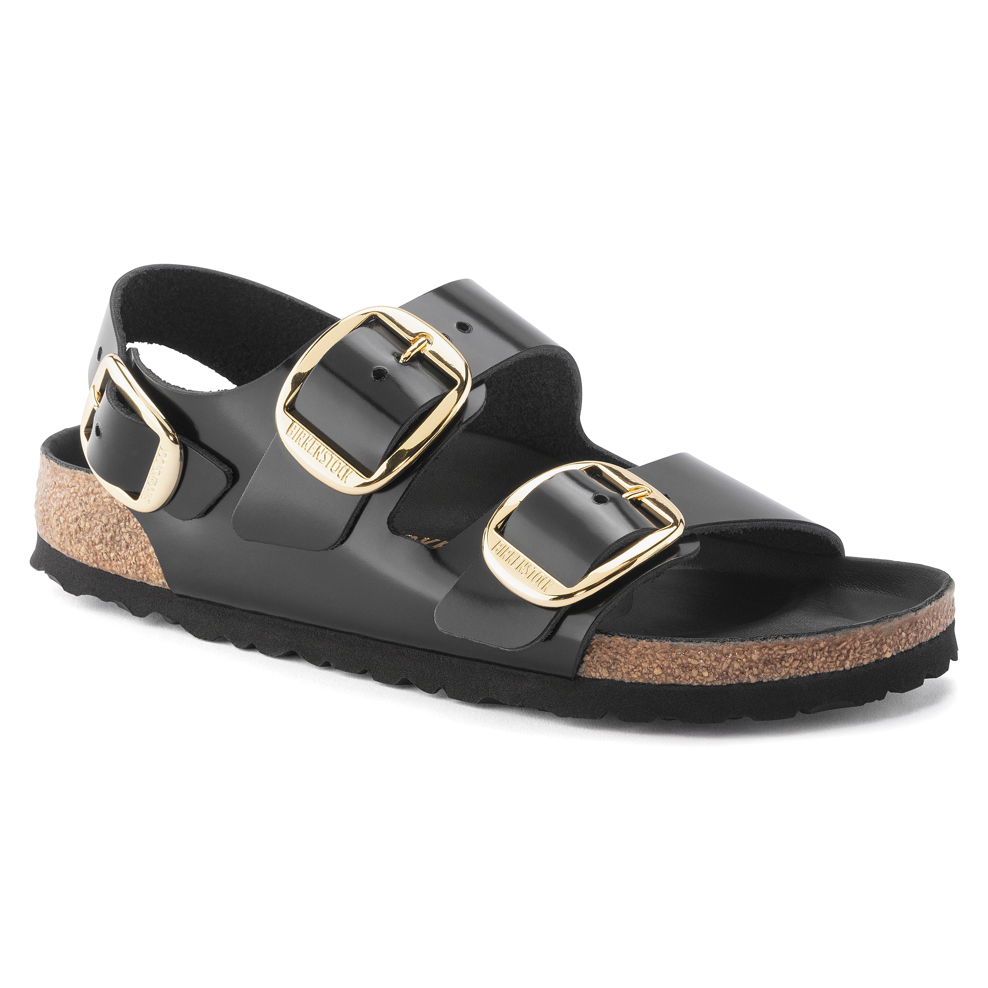 Birkenstock Limited Edition Milano Big Buckle high shine black leather