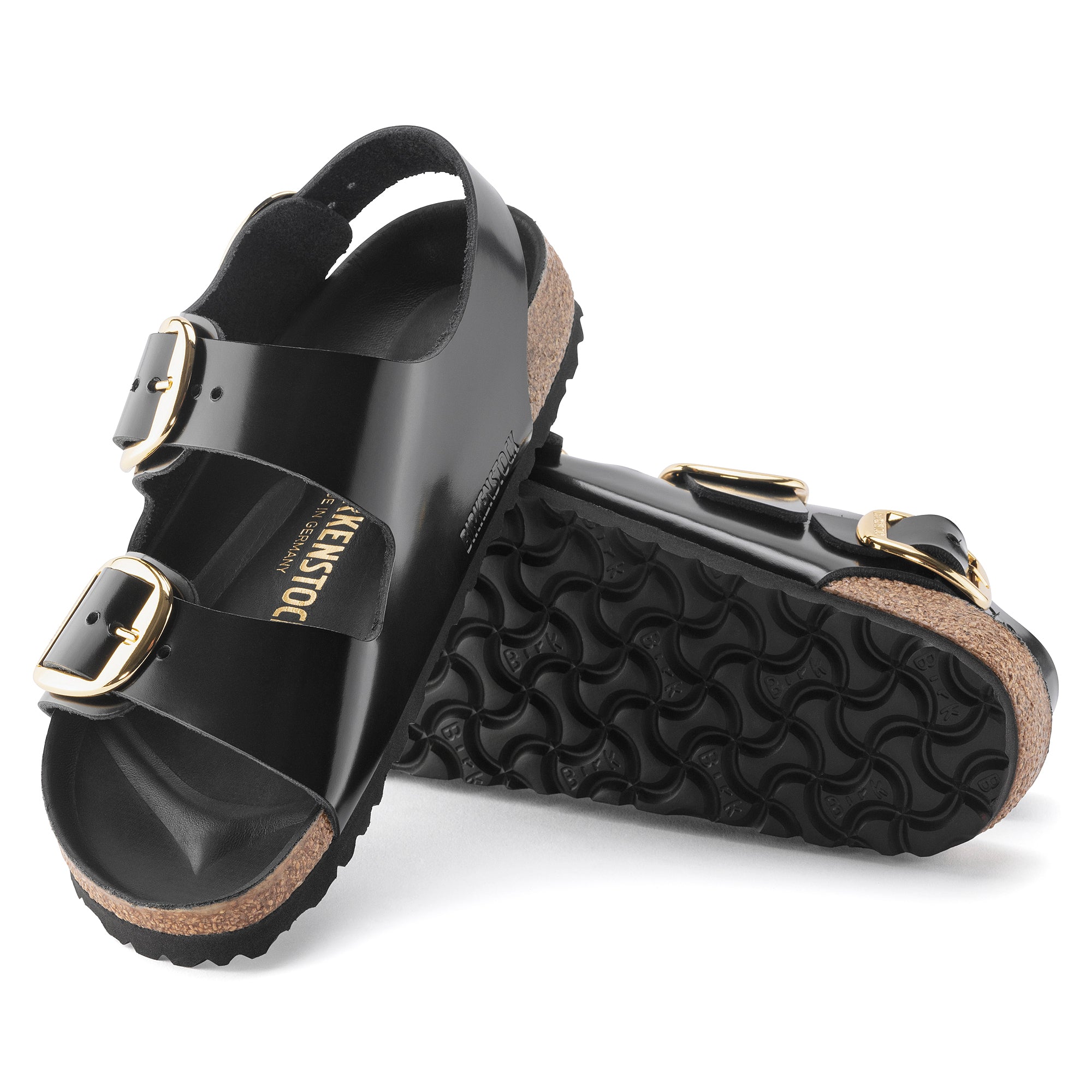 Birkenstock Milano Big Buckle high shine black leather