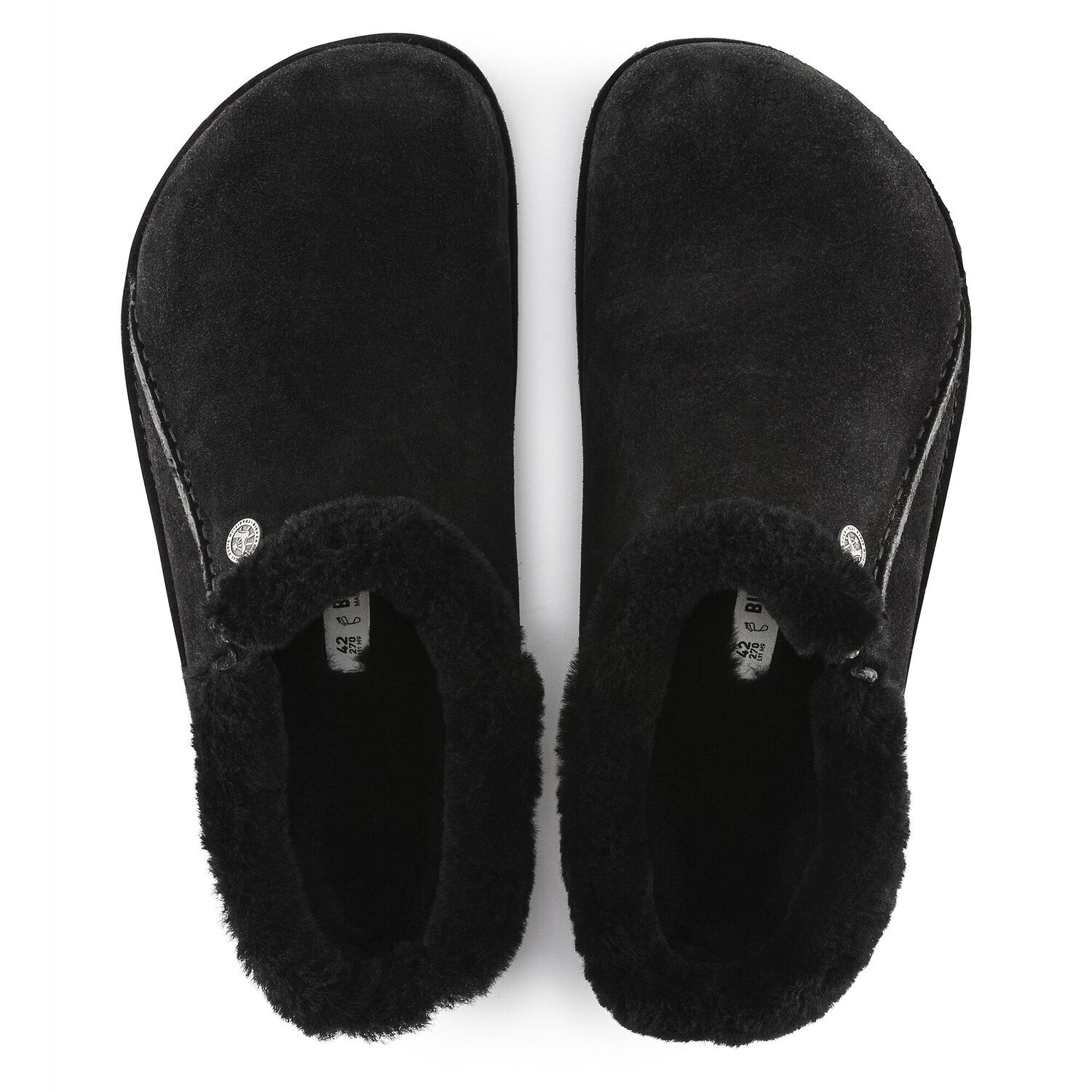 Birkenstock Zermatt Premium black suede/black shearling with rubber/cork sole