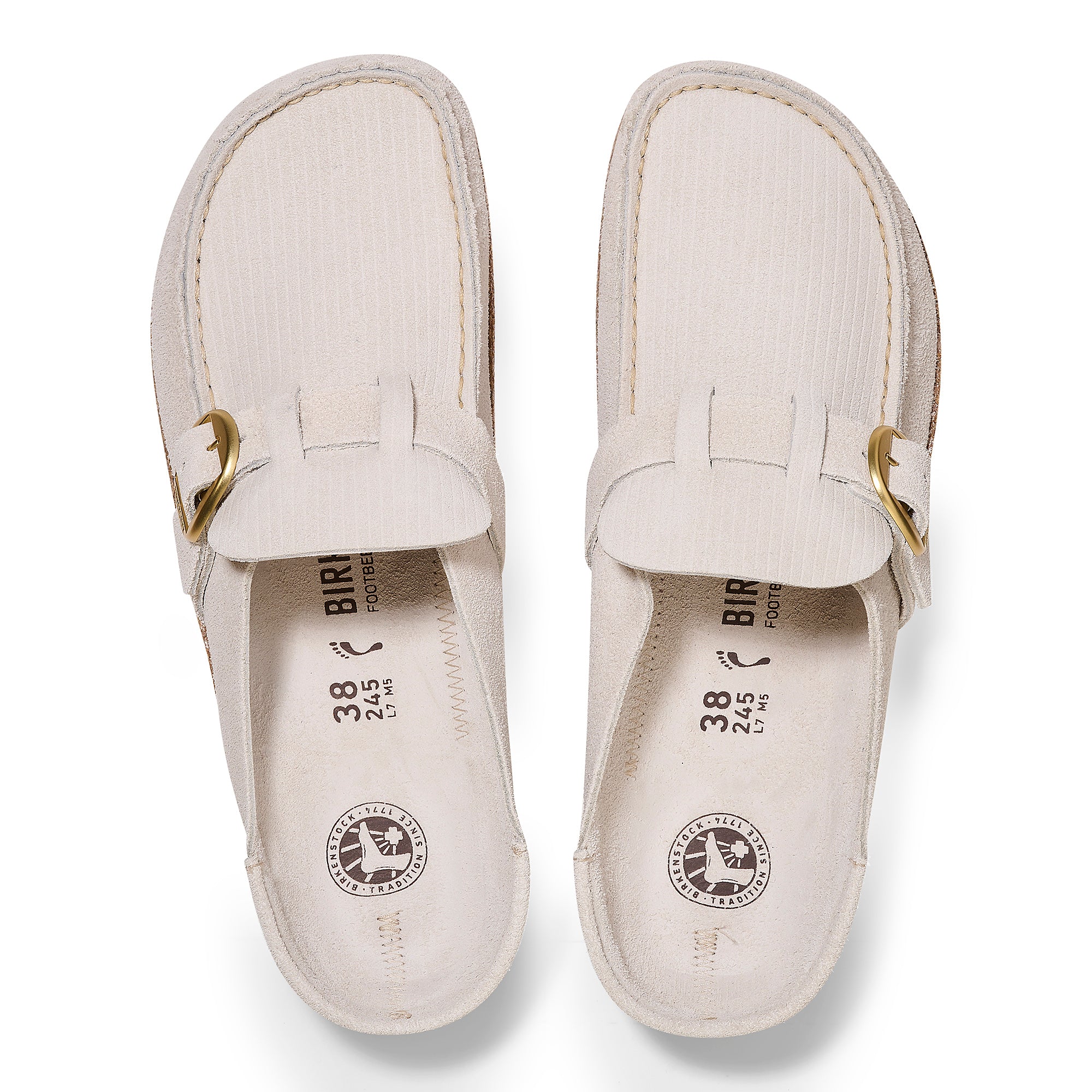 Birkenstock Buckley corduroy antique white suede