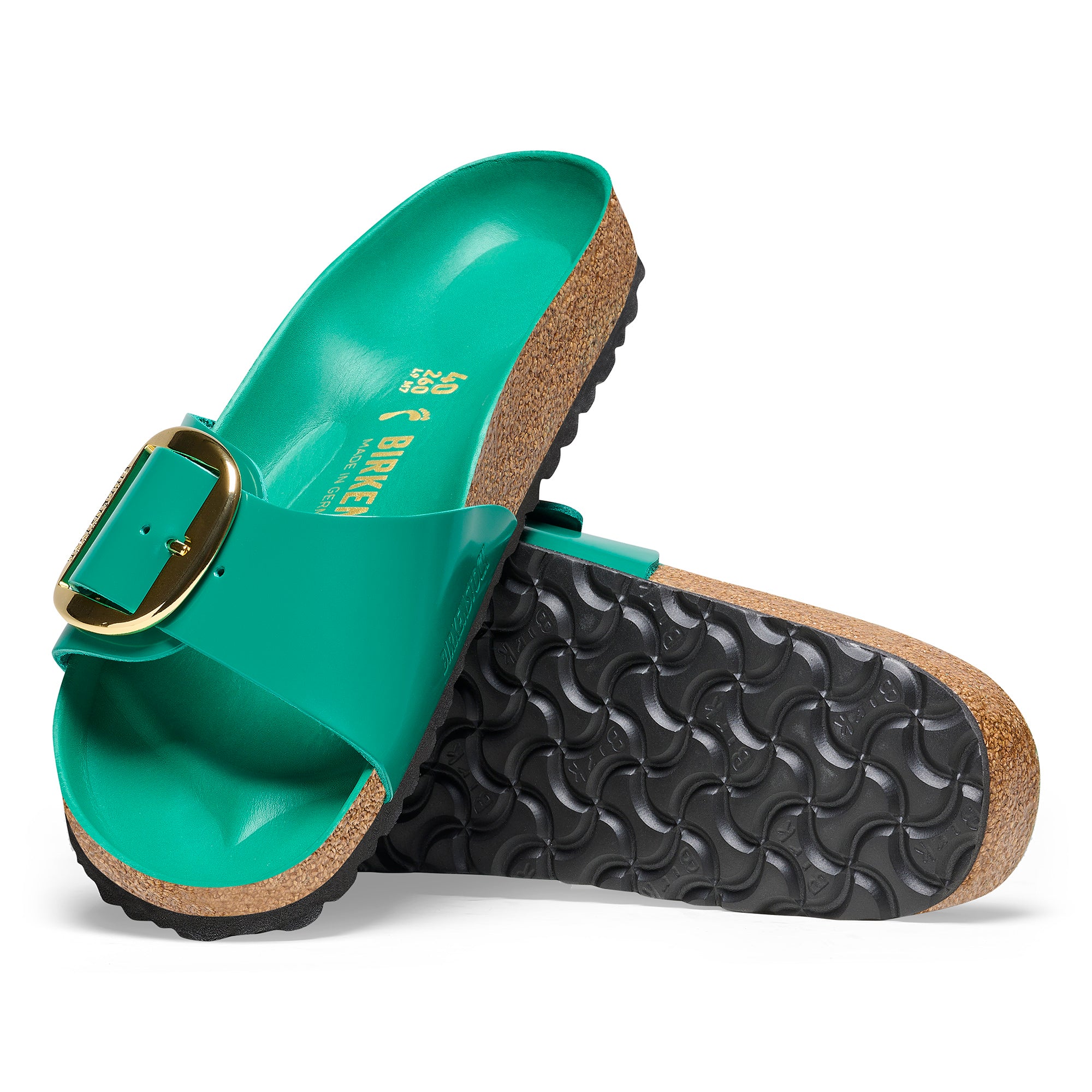 Birkenstock Limited Edition Madrid Big Buckle high shine digital green leather