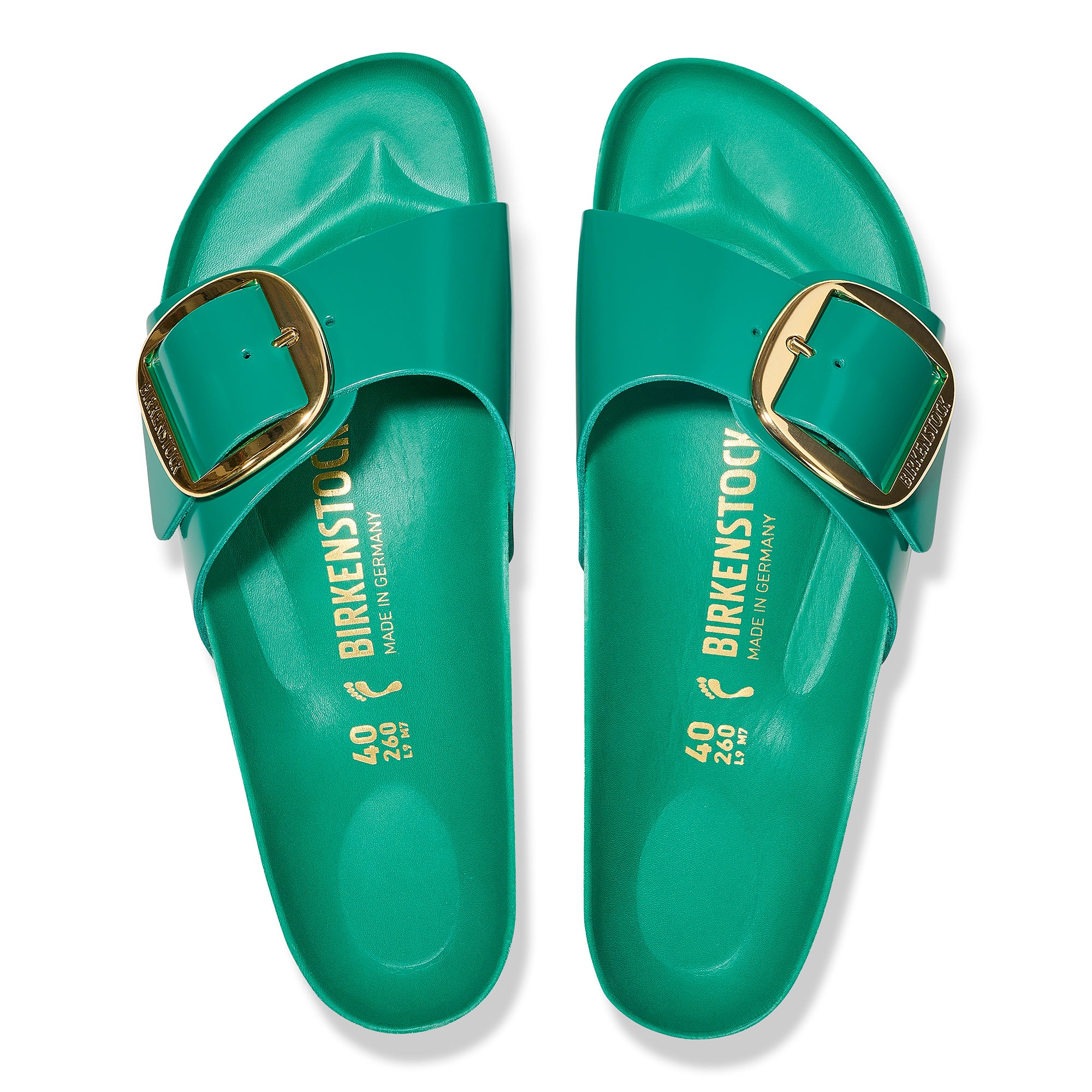 Birkenstock Limited Edition Madrid Big Buckle high shine digital green leather