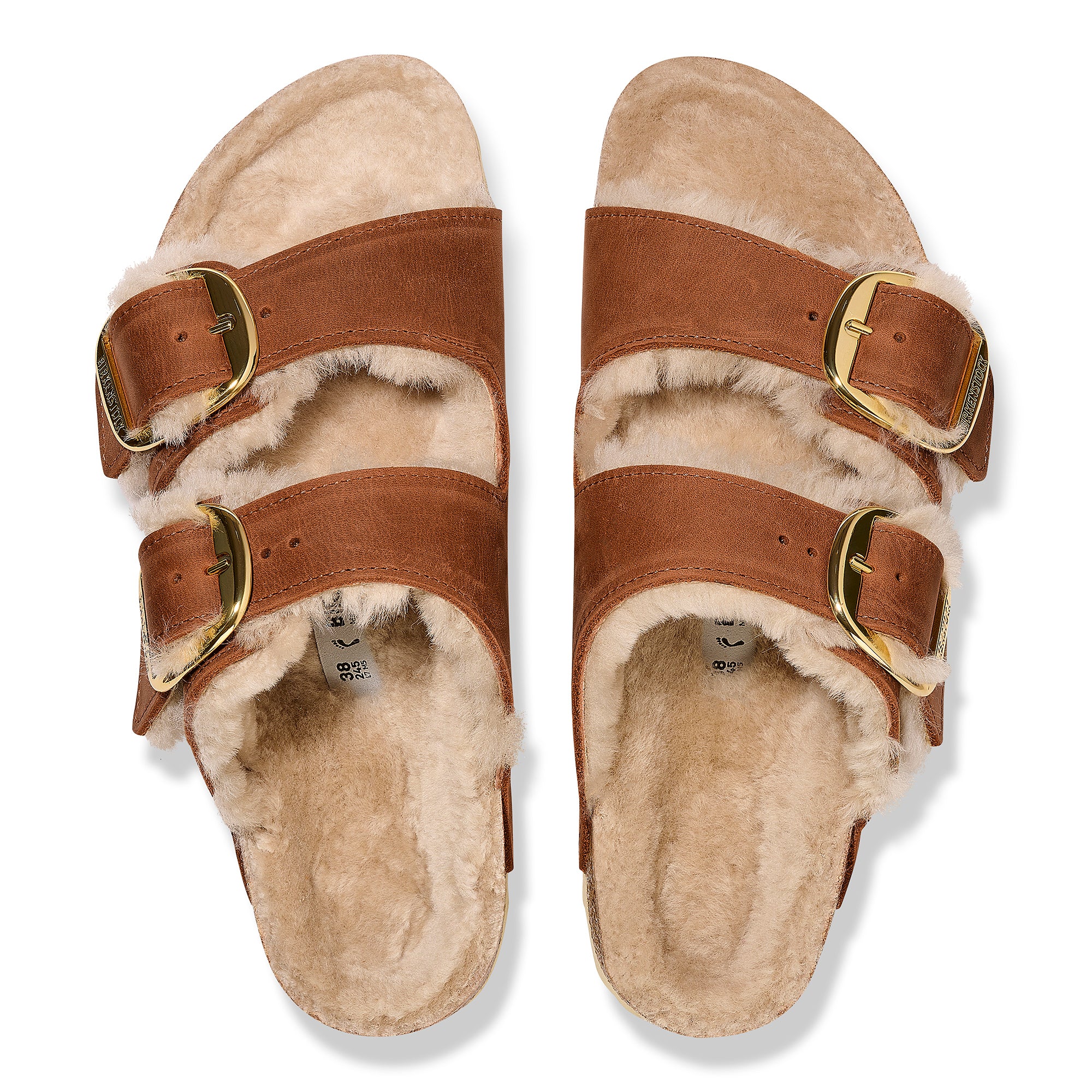 Birkenstock Arizona Big Buckle Shearling cognac oiled leather/natural shearling
