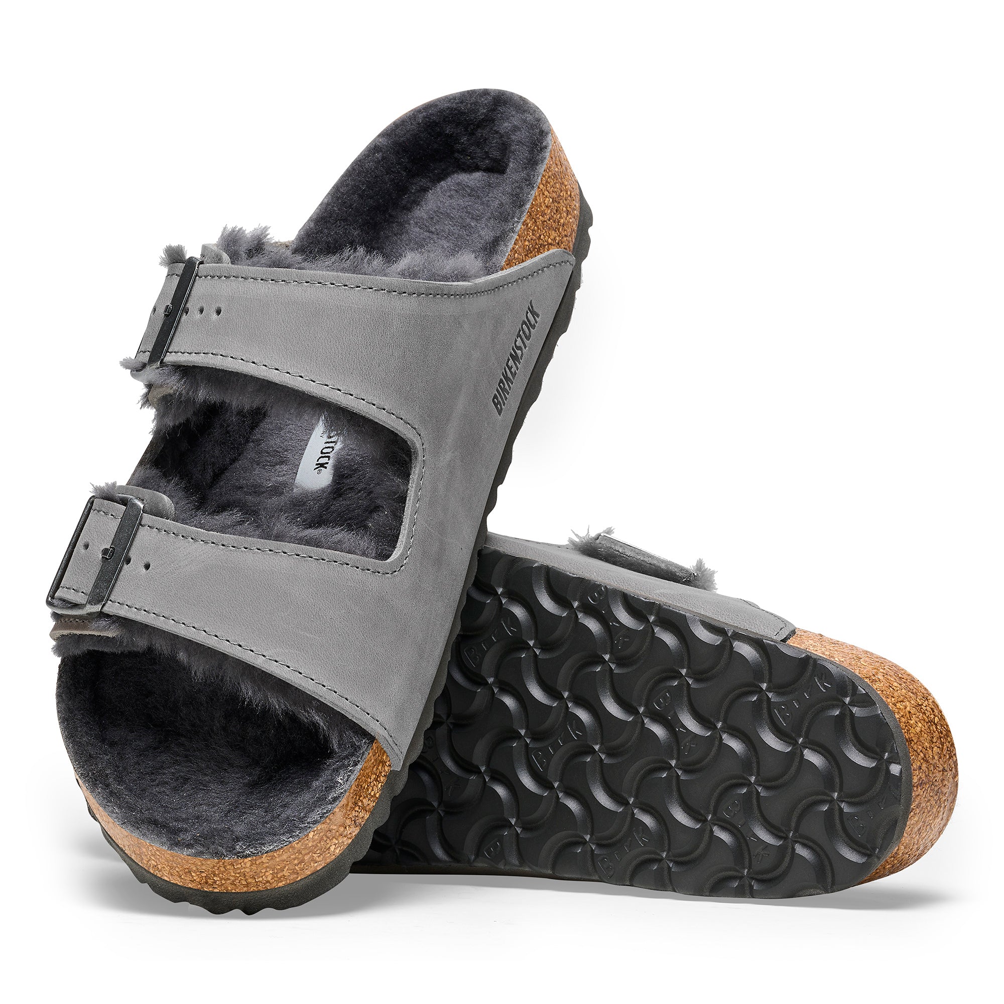 Birkenstock Limited Edition Arizona iron oiled leather/iron shearling