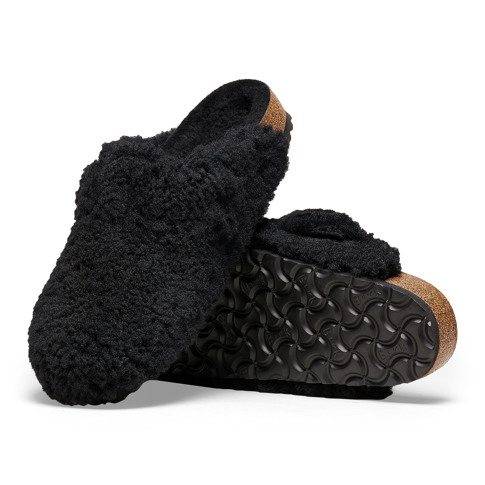 Birkenstock Boston Big Buckle Shearling teddy black shearling