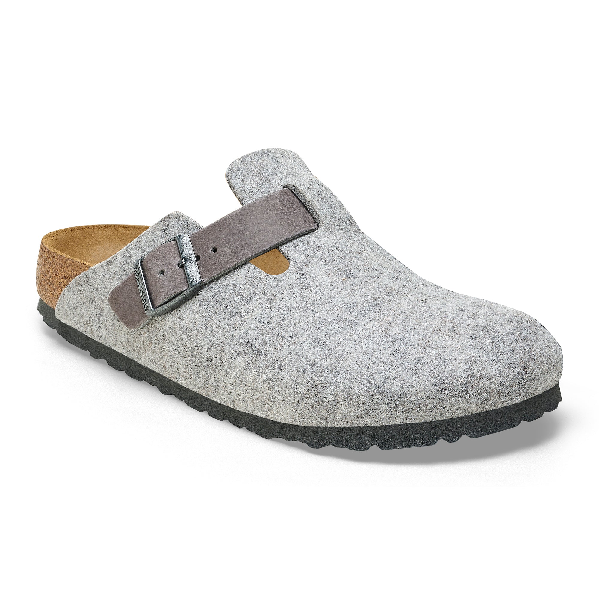 Birkenstock Boston light gray wool/iron oiled leather