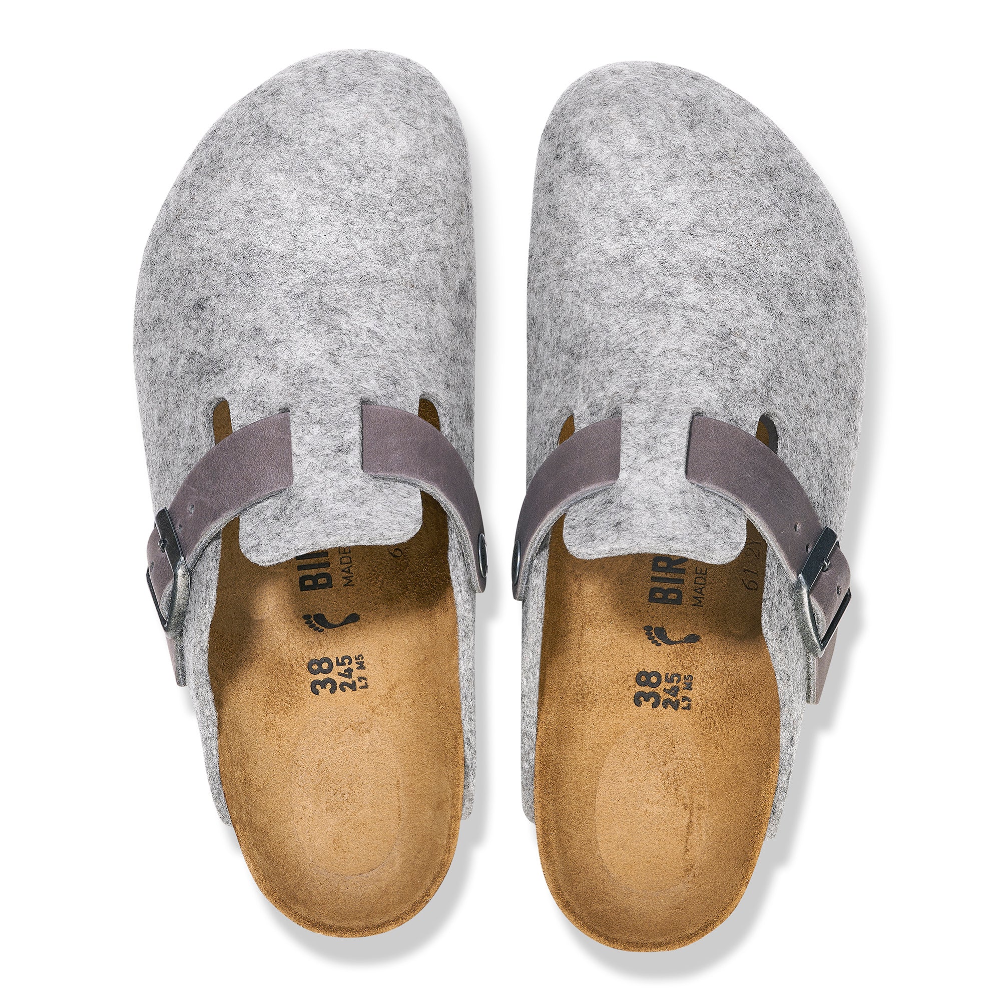Birkenstock Boston light gray wool/iron oiled leather
