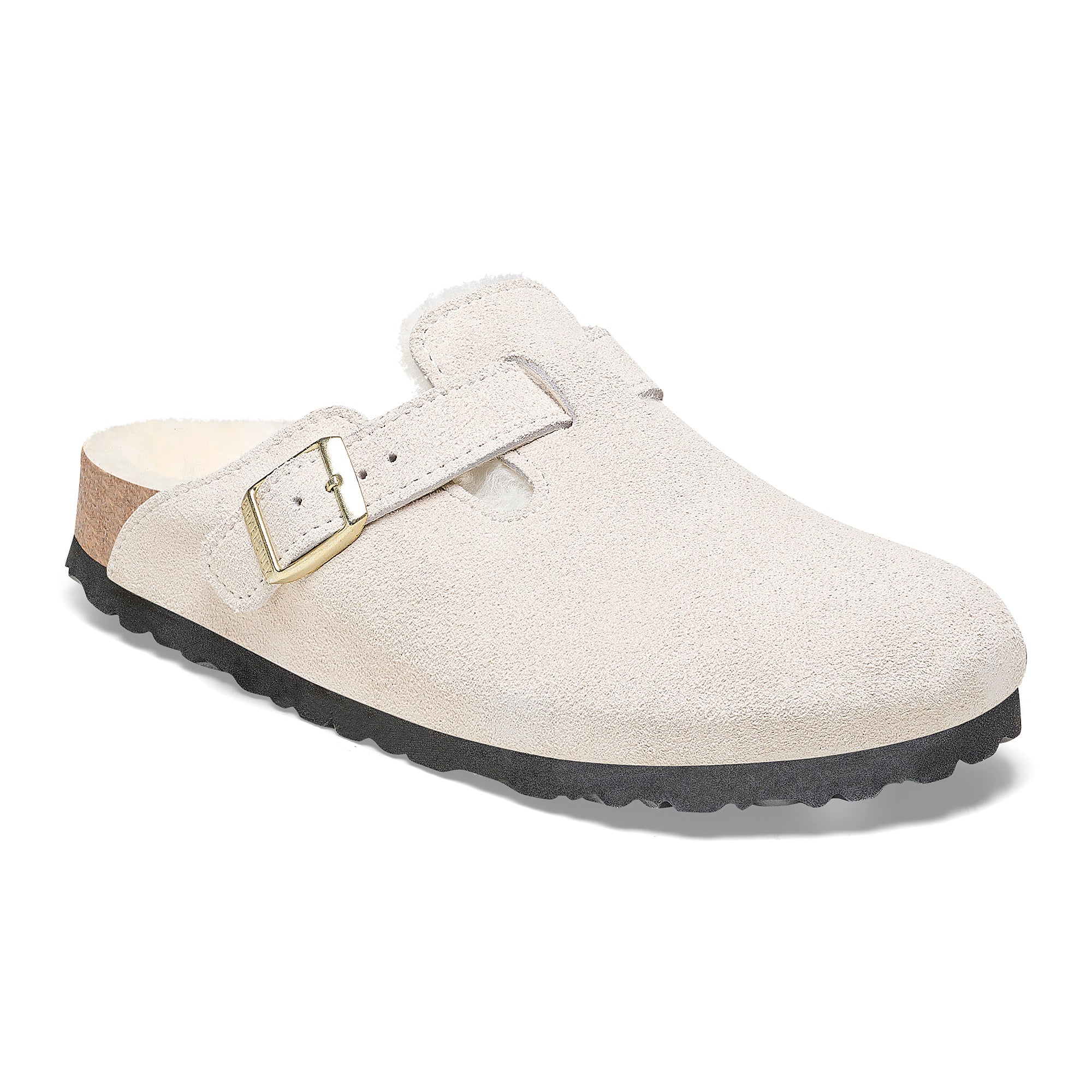 Birkenstock Boston Shearling antique white suede/white shearling
