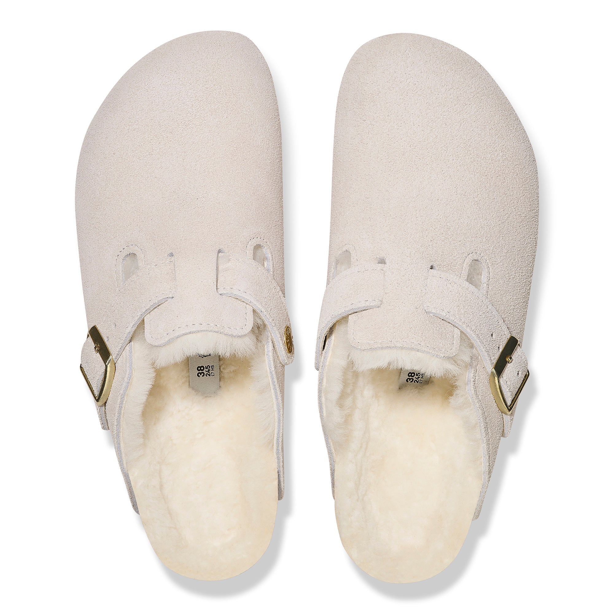 Birkenstock Limited Edition Boston antique white suede/white shearling