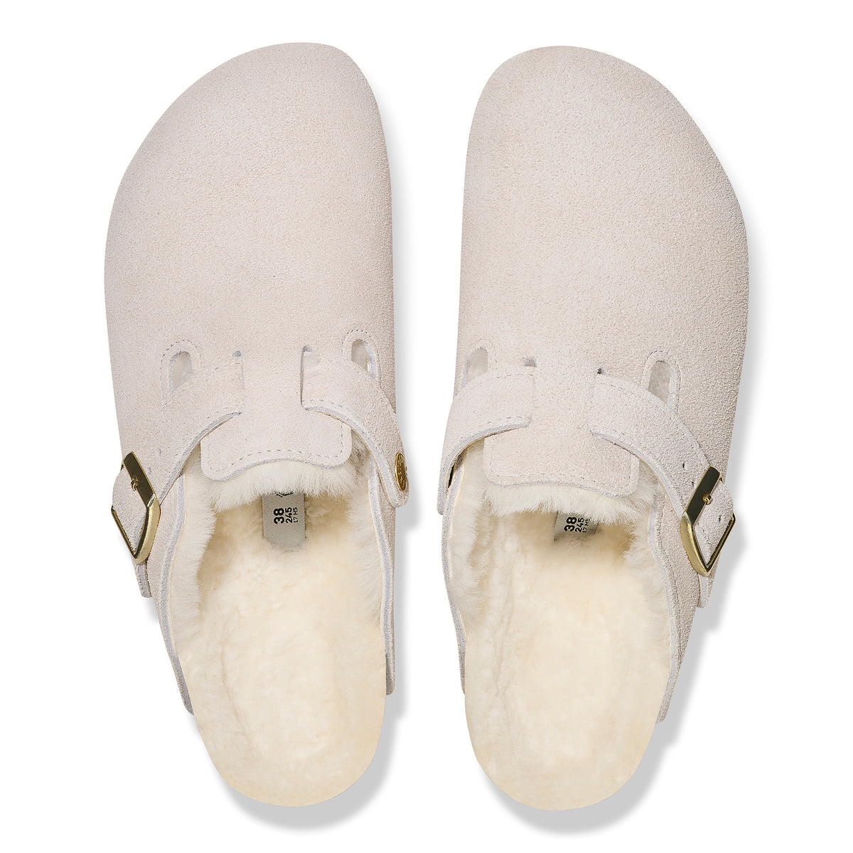 Birkenstock Boston Shearling antique white suede/white shearling