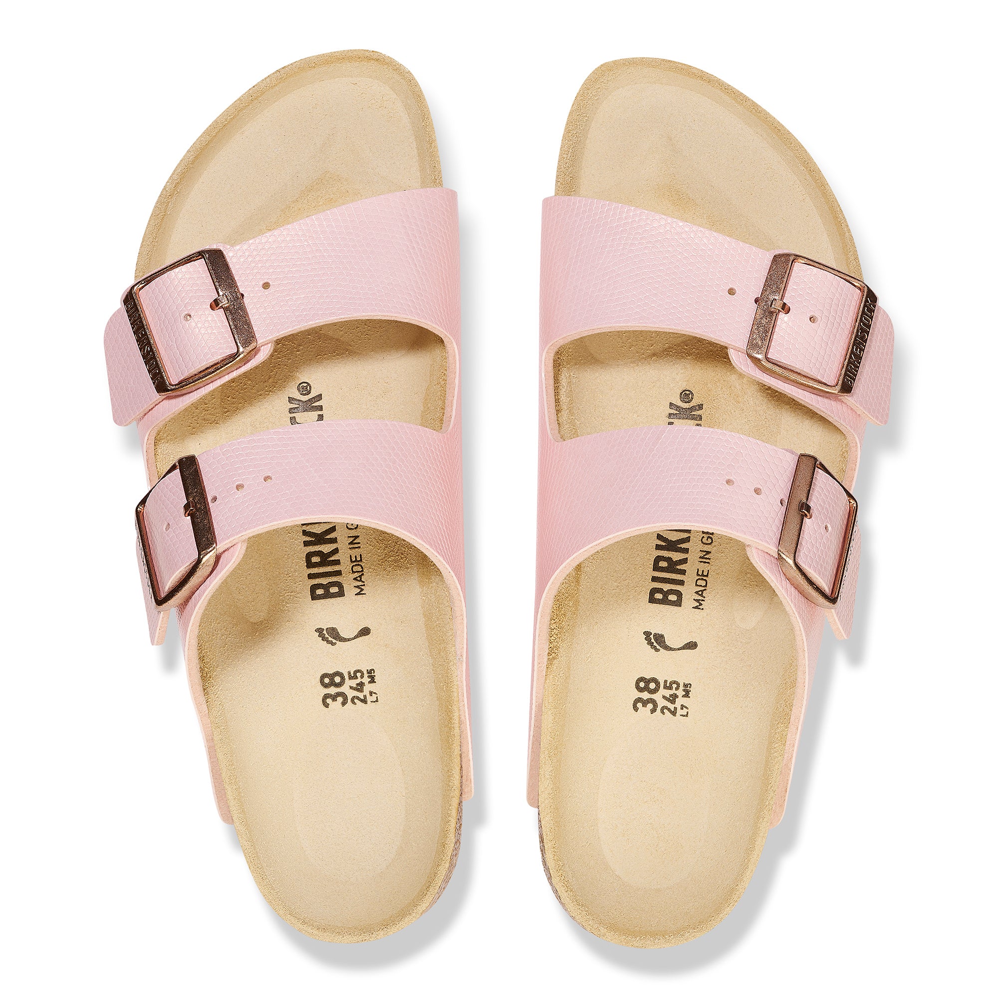 Birkenstock Arizona lizard embossed light rose Birko-Flor