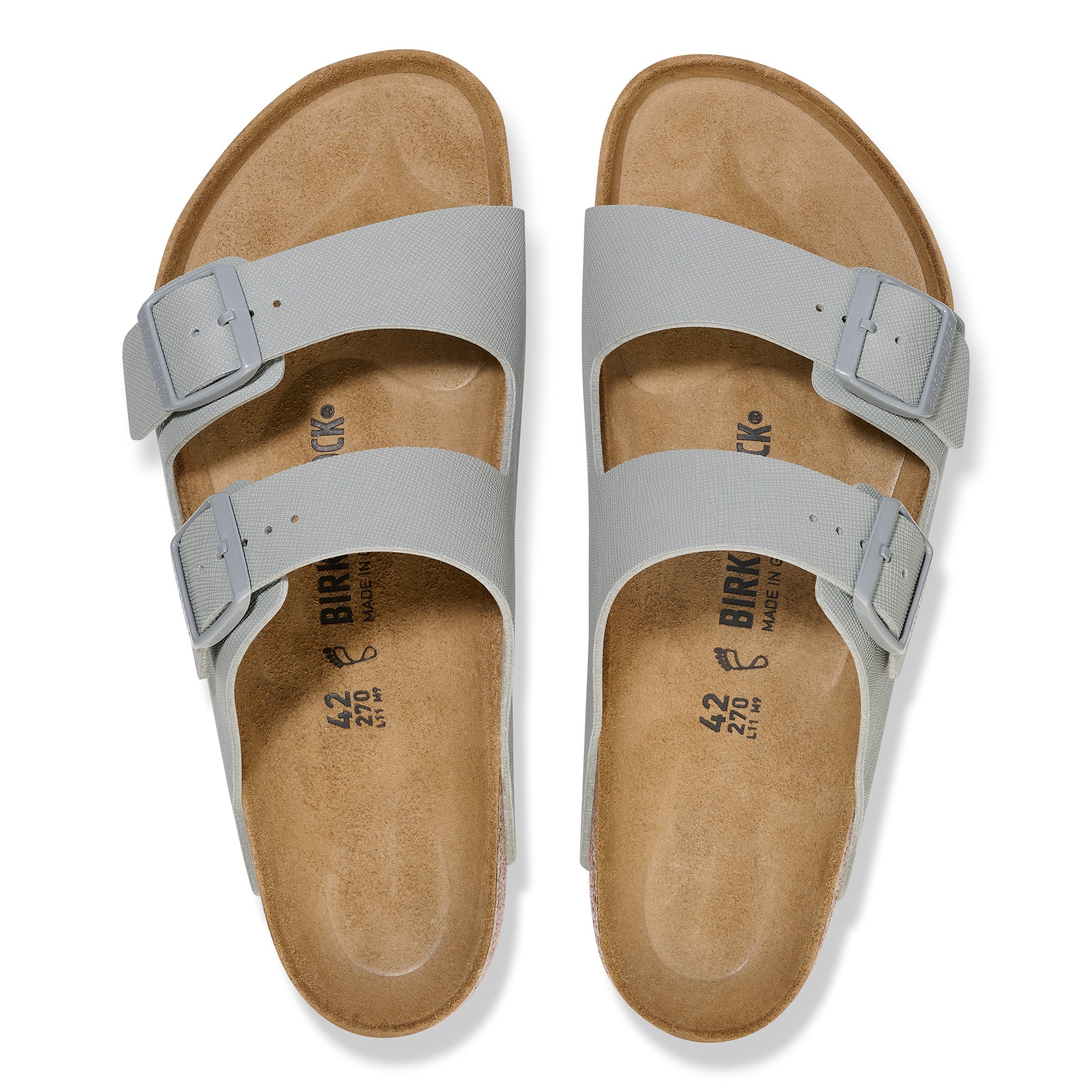 Birkenstock Arizona saffiano stone coin Birko-Flor