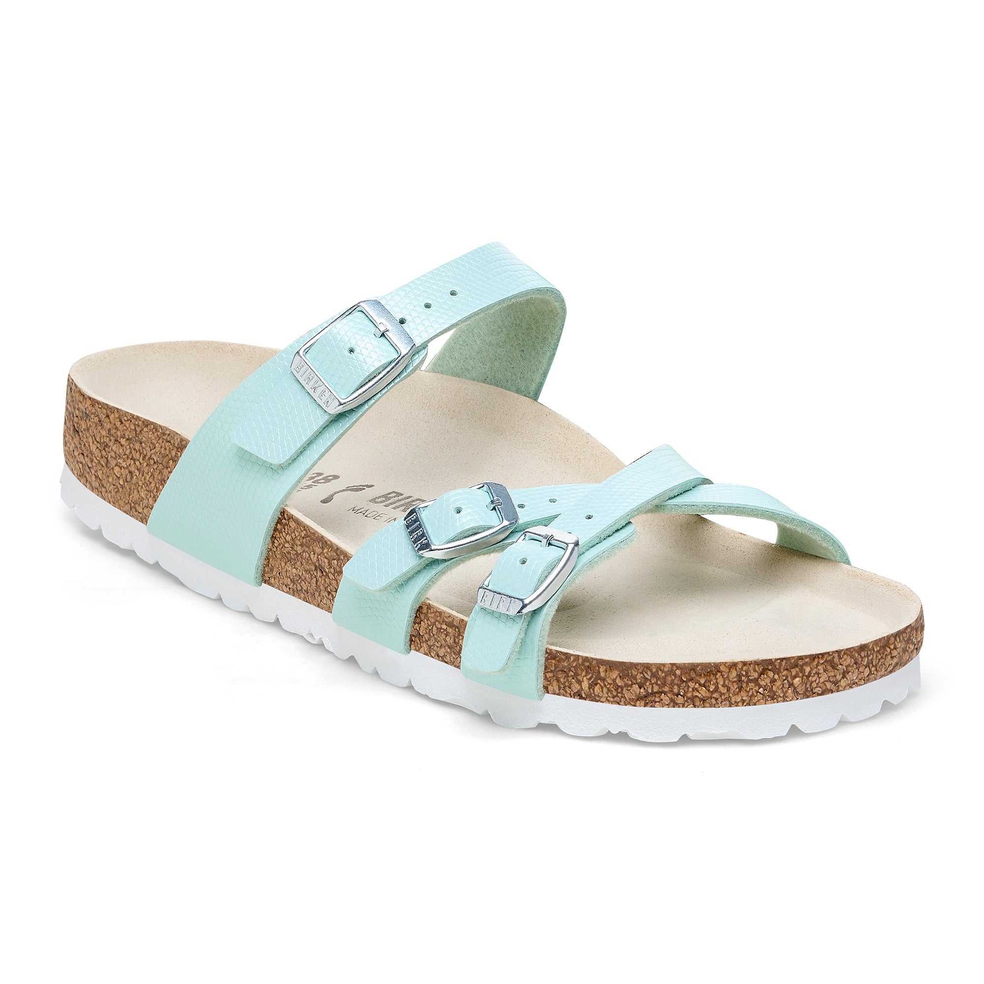 Birkenstock Limited Edition Franca embossed lizard surf green Birko-Flor