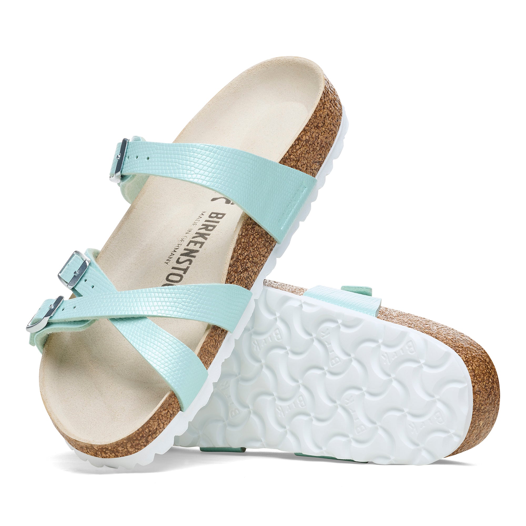 Birkenstock Franca lizard embossed surf green Birko-Flor