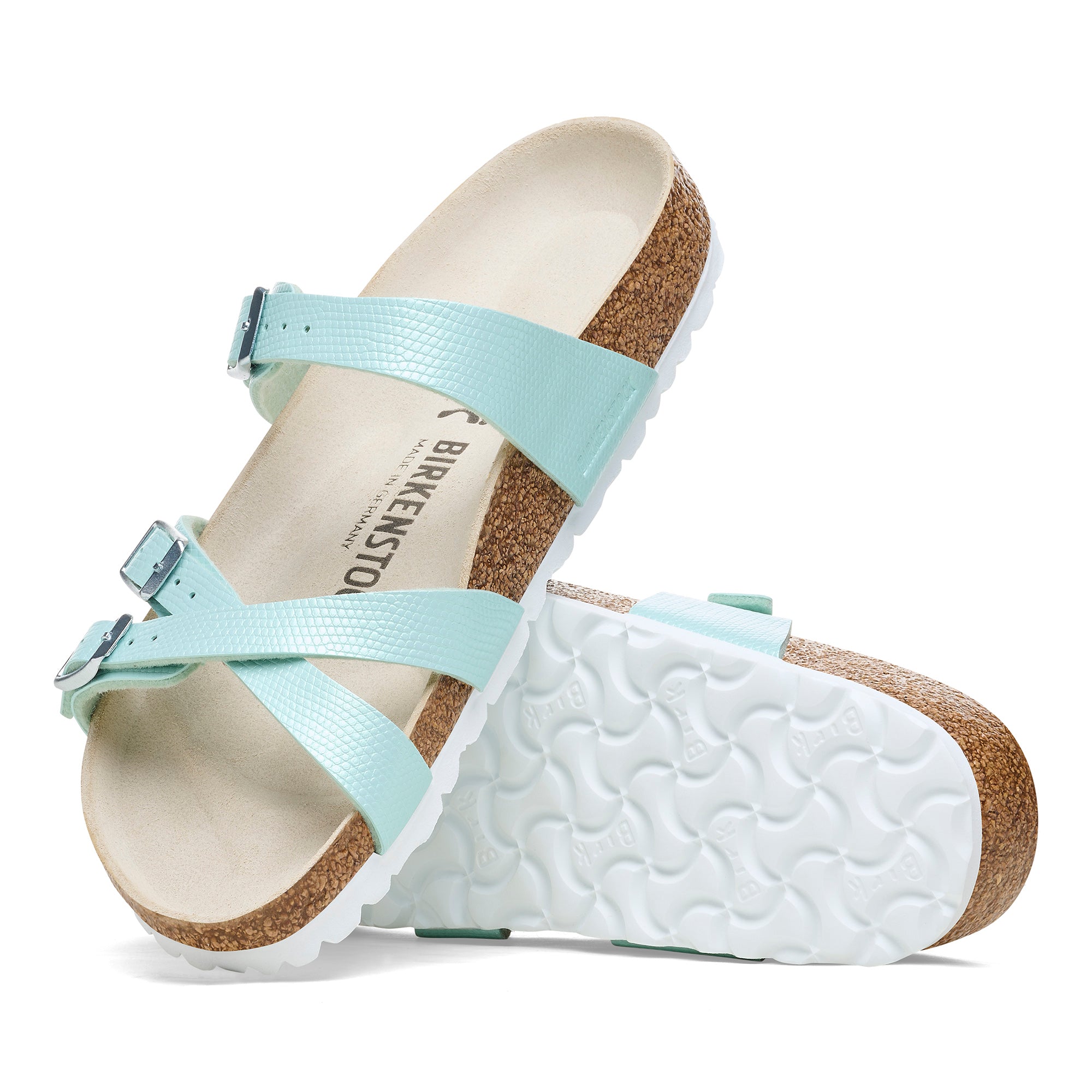 Birkenstock Limited Edition Franca embossed lizard surf green Birko-Flor