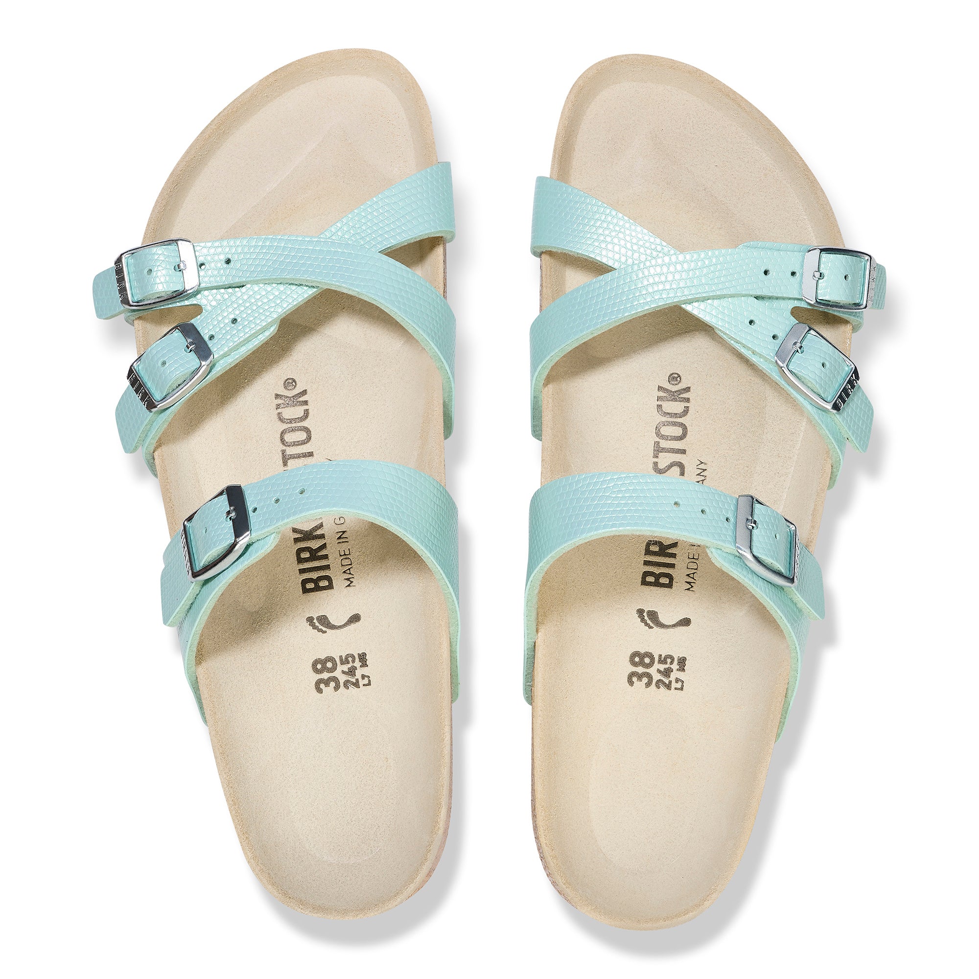 Birkenstock Franca lizard embossed surf green Birko-Flor
