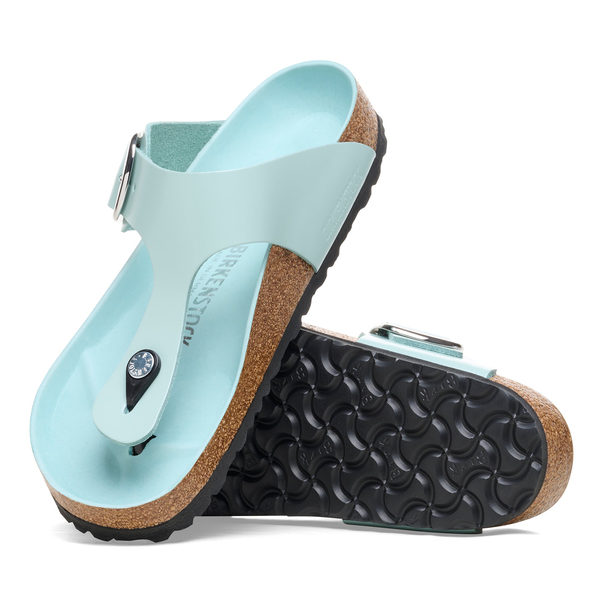 Birkenstock Gizeh Big Buckle high shine surf green leather