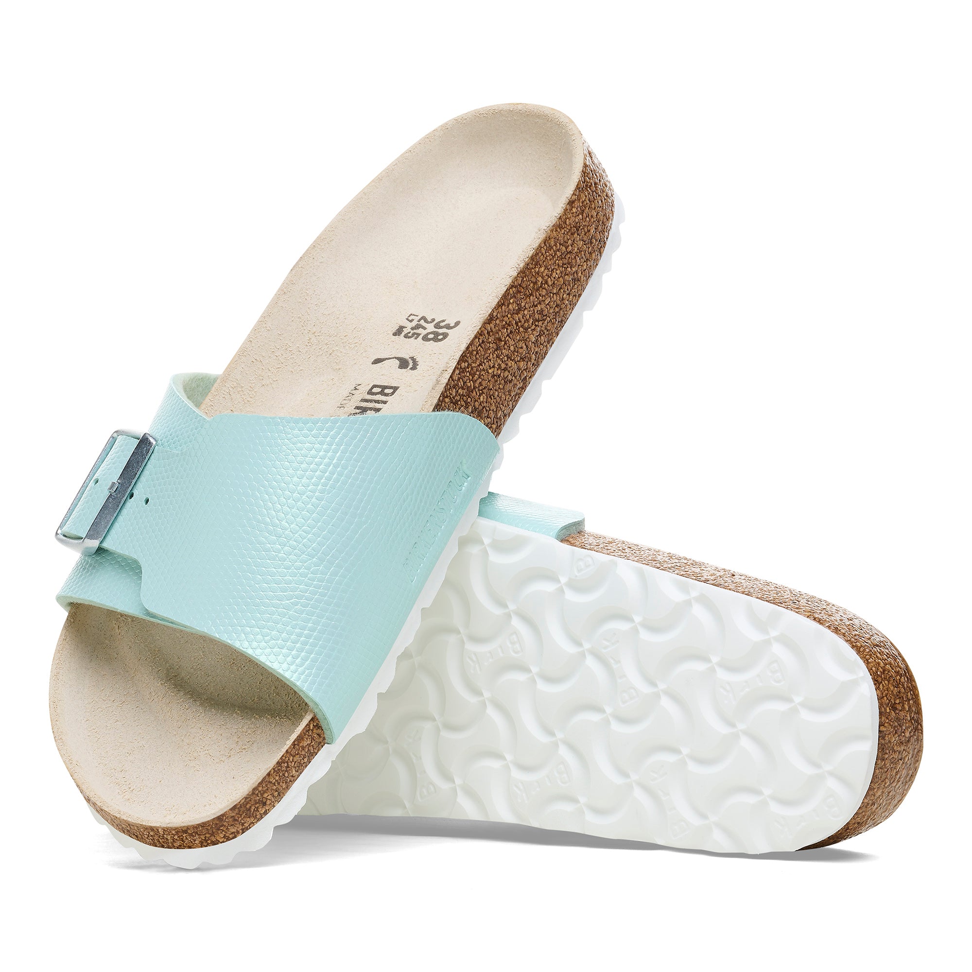 Birkenstock Catalina lizard embossed surf green Birko-Flor