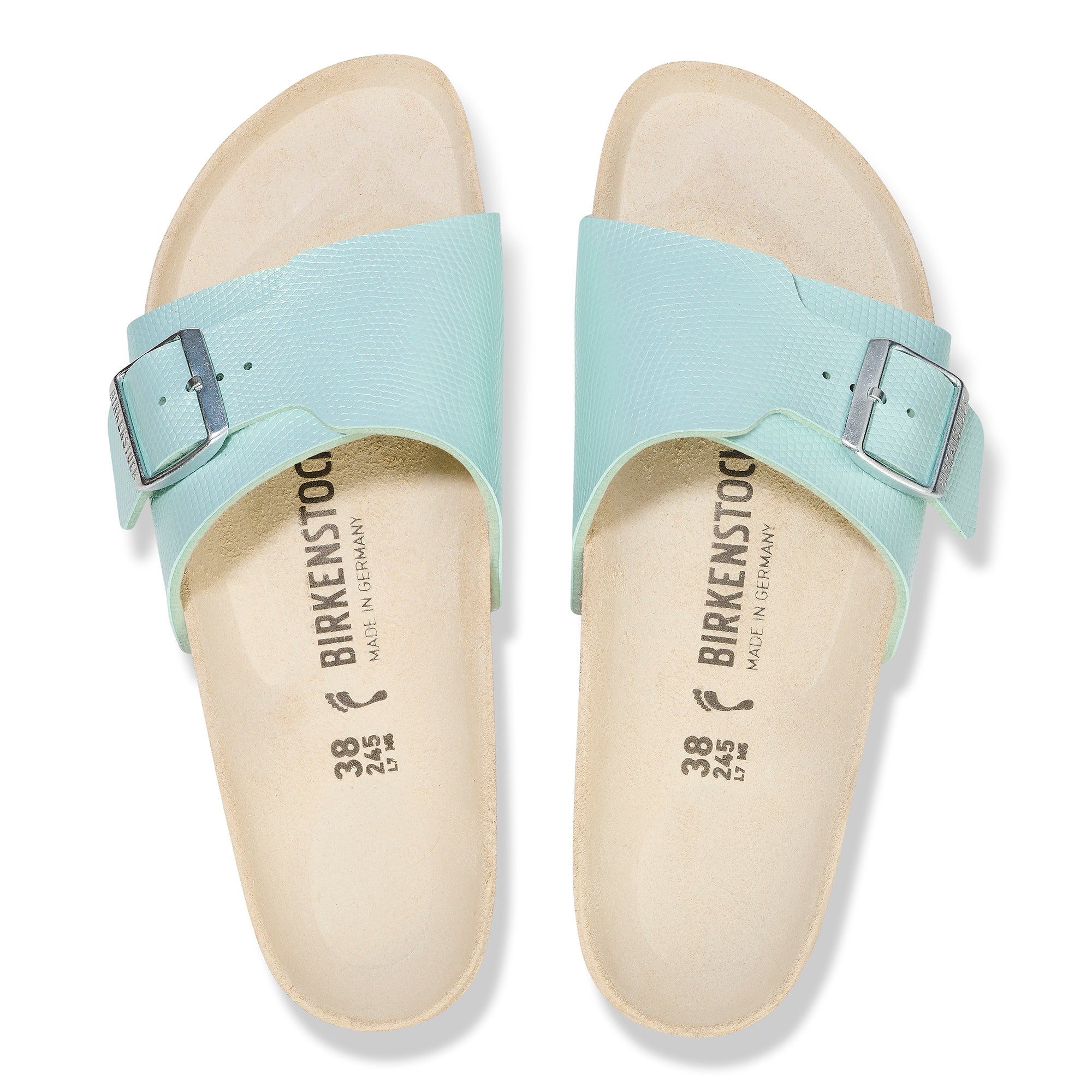 Birkenstock Catalina lizard embossed surf green Birko-Flor