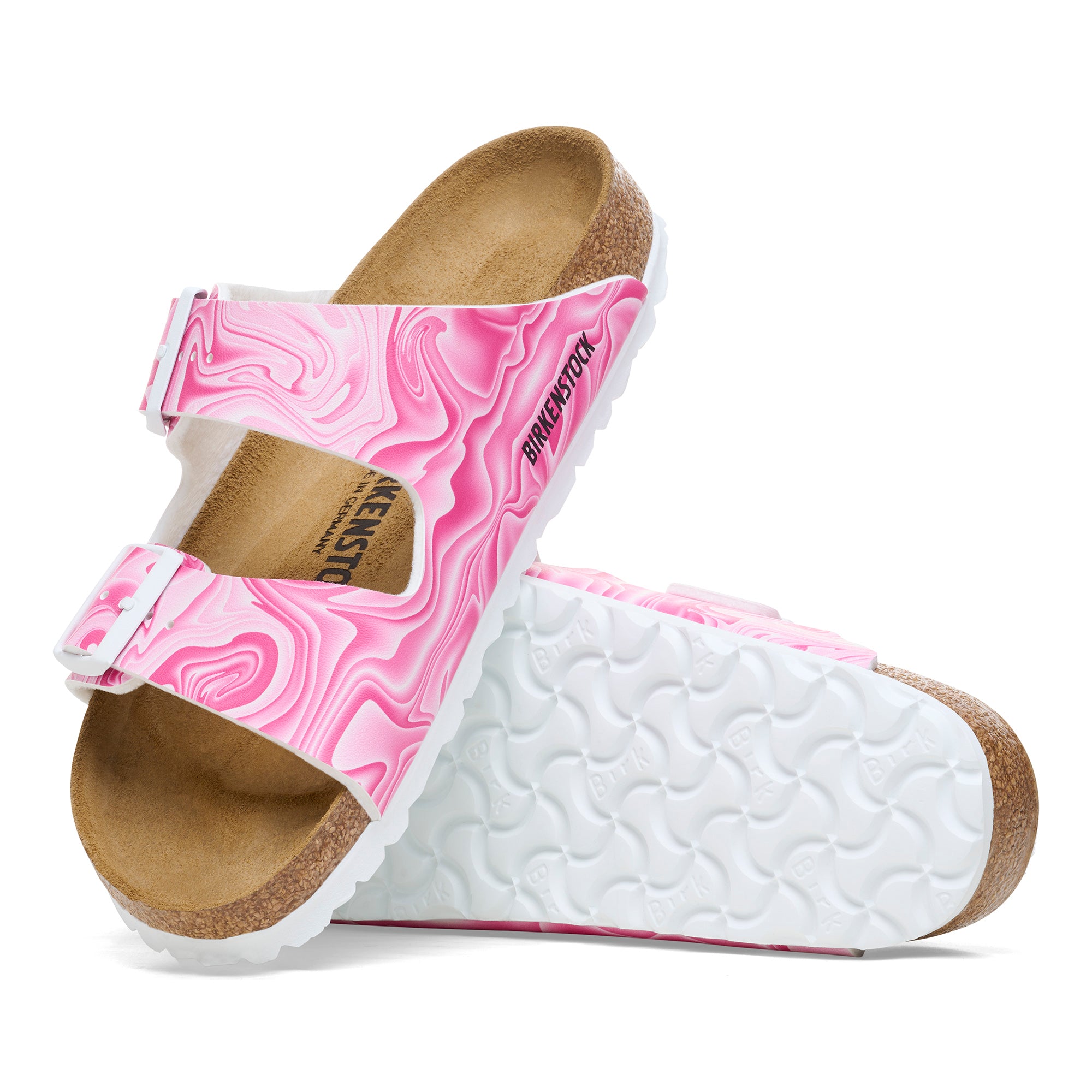 Birkenstock Arizona marble fuchsia tulip Birko-Flor