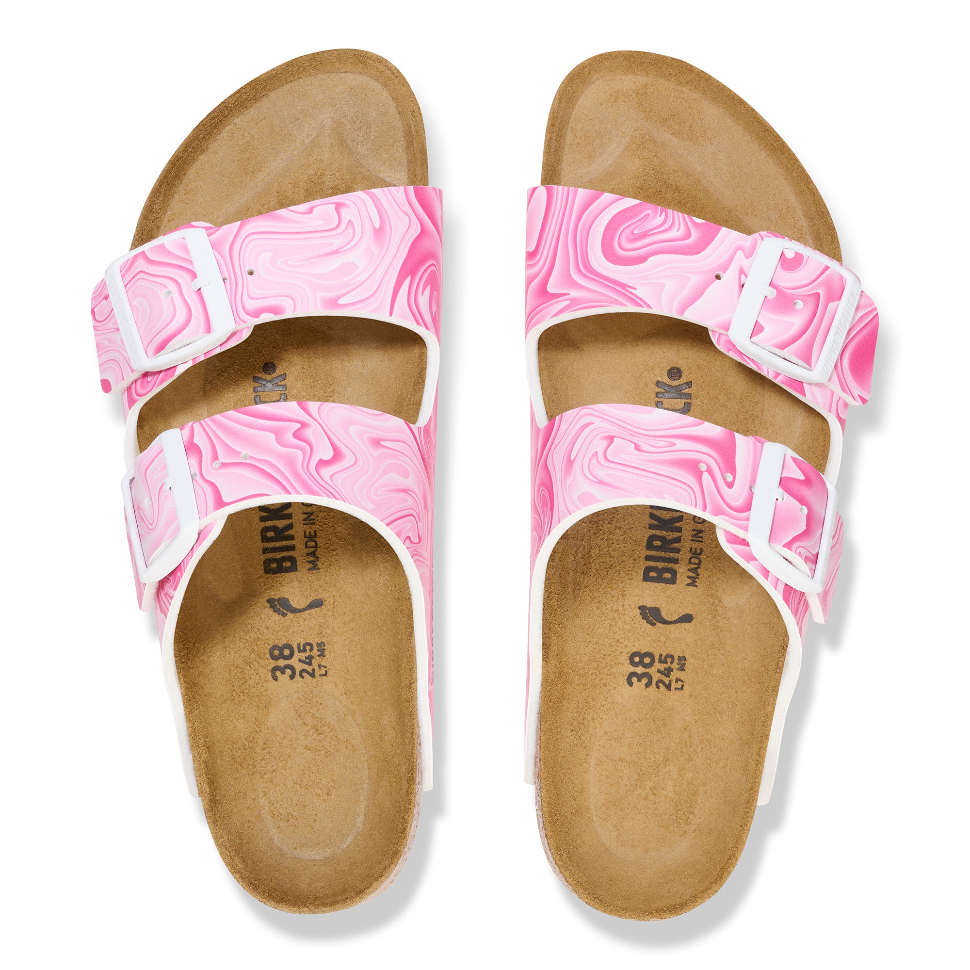 Birkenstock Arizona marble fuchsia tulip Birko-Flor