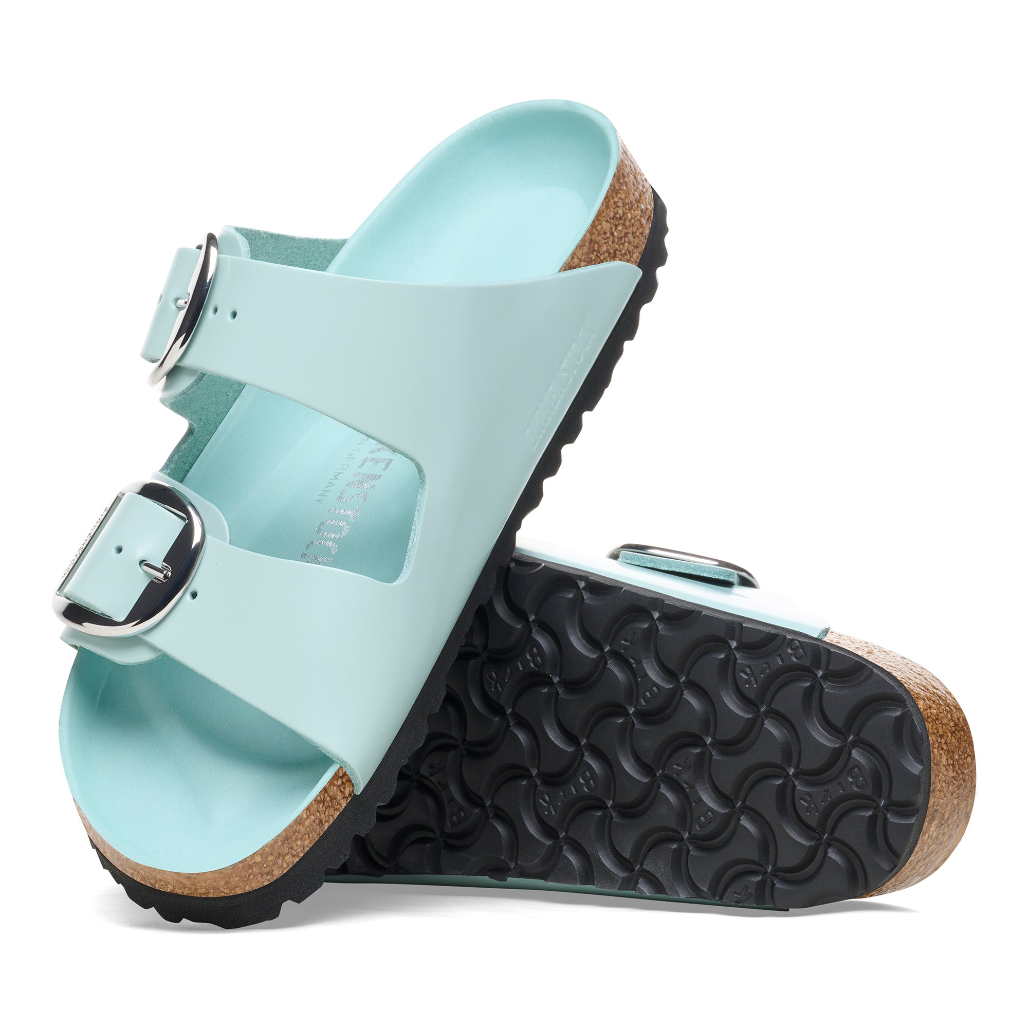 Birkenstock Arizona Big Buckle high shine surf green leather