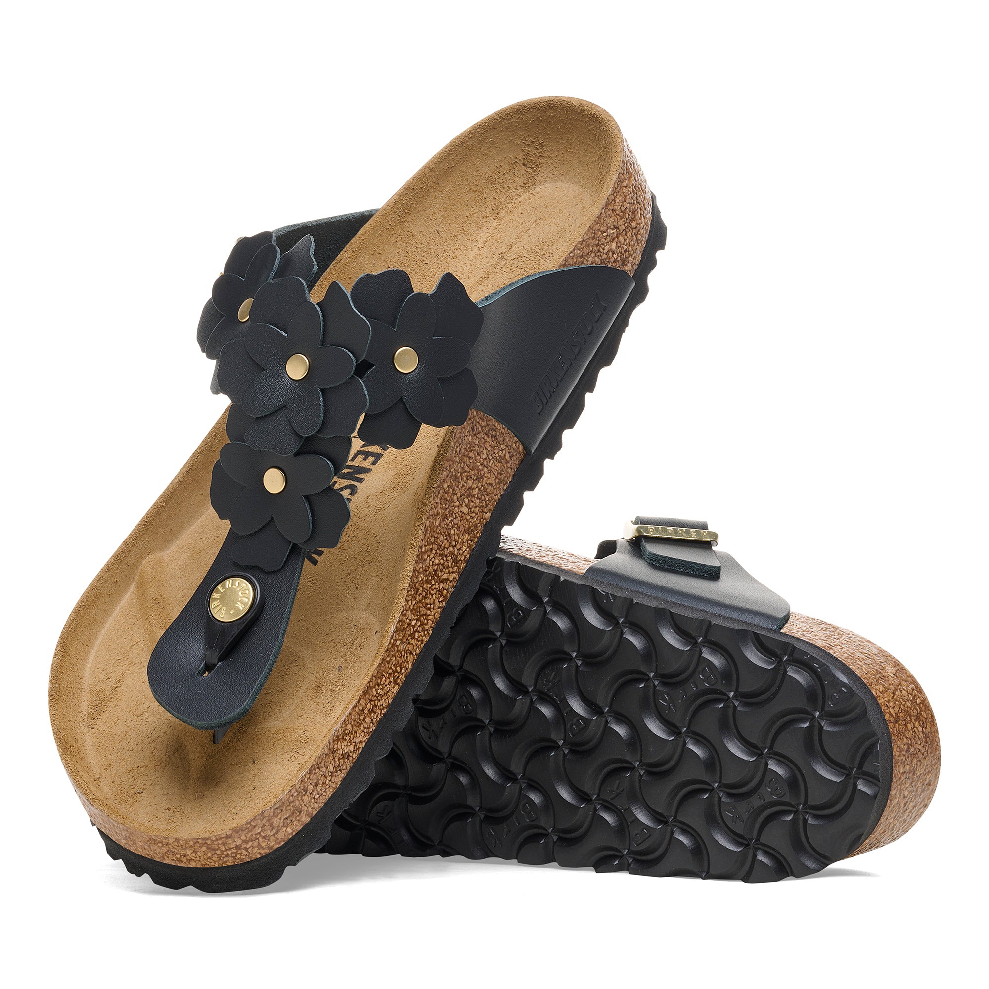 Birkenstock Gizeh Flowers black leather