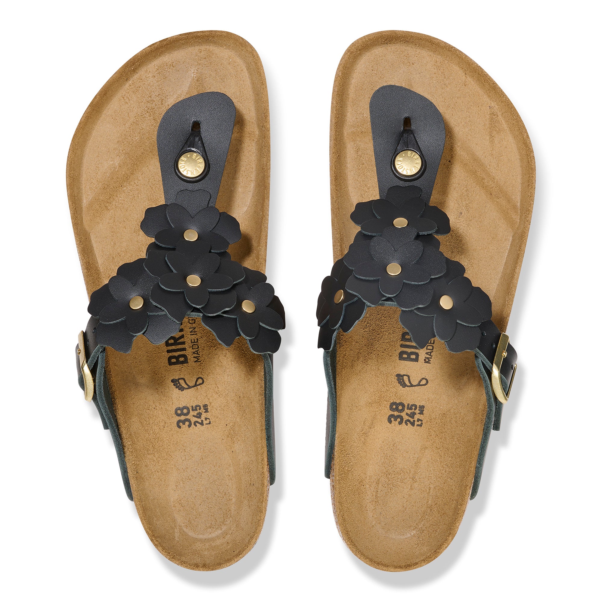 Birkenstock Gizeh Flowers black leather