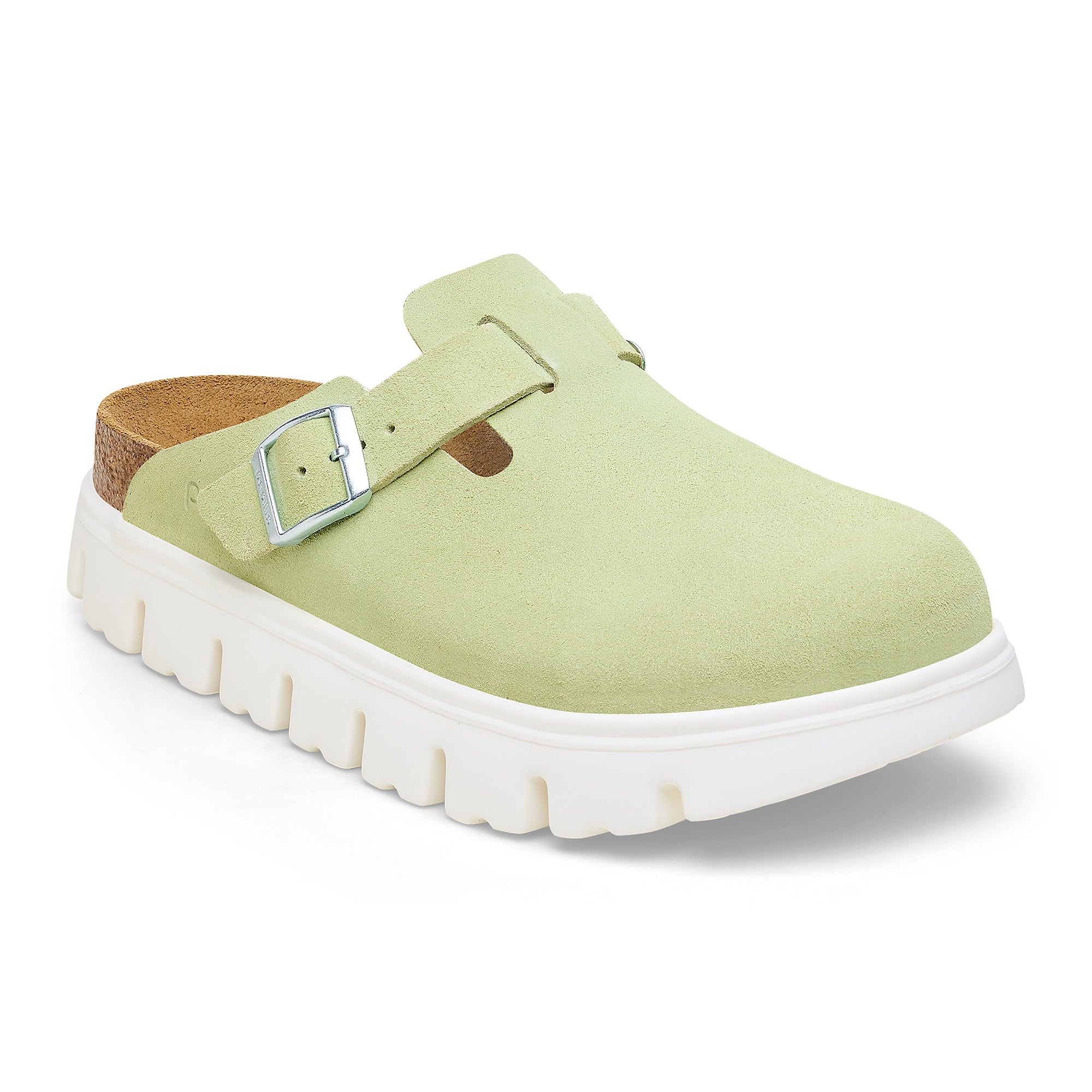 Papillio Boston Chunky faded lime suede by Birkenstock