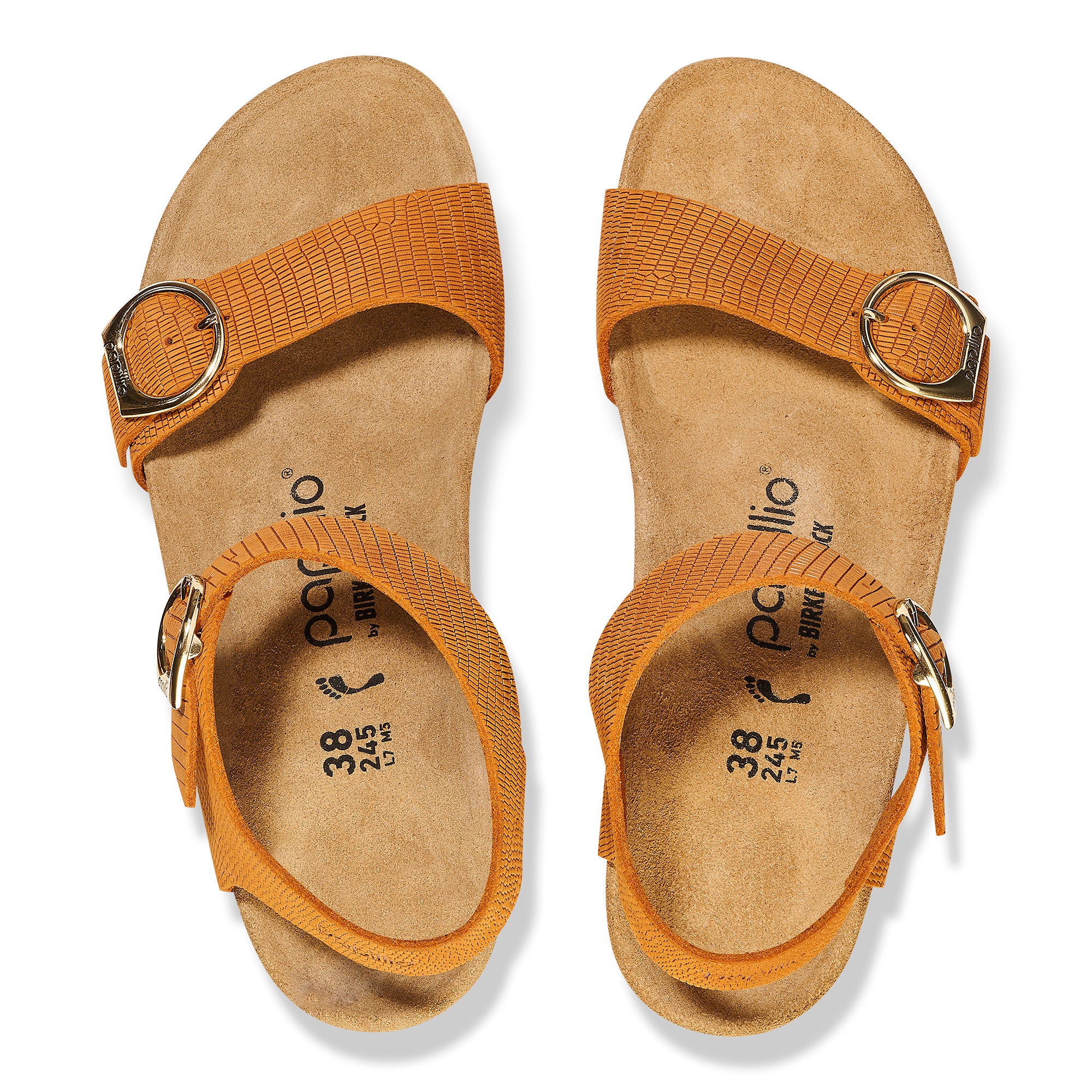 Papillio Soley embossed burnt orange nubuck by Birkenstock