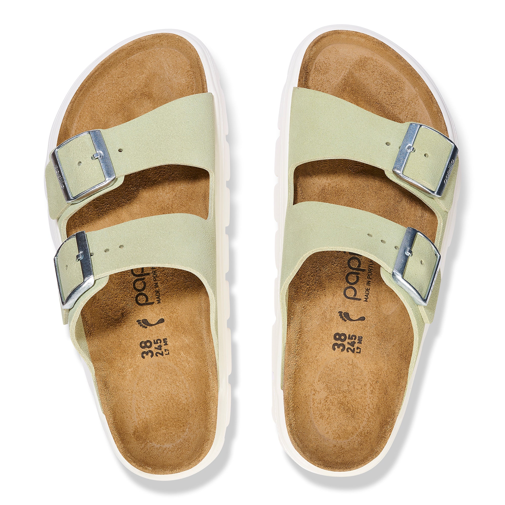 Papillio Arizona Chunky faded lime suede by Birkenstock