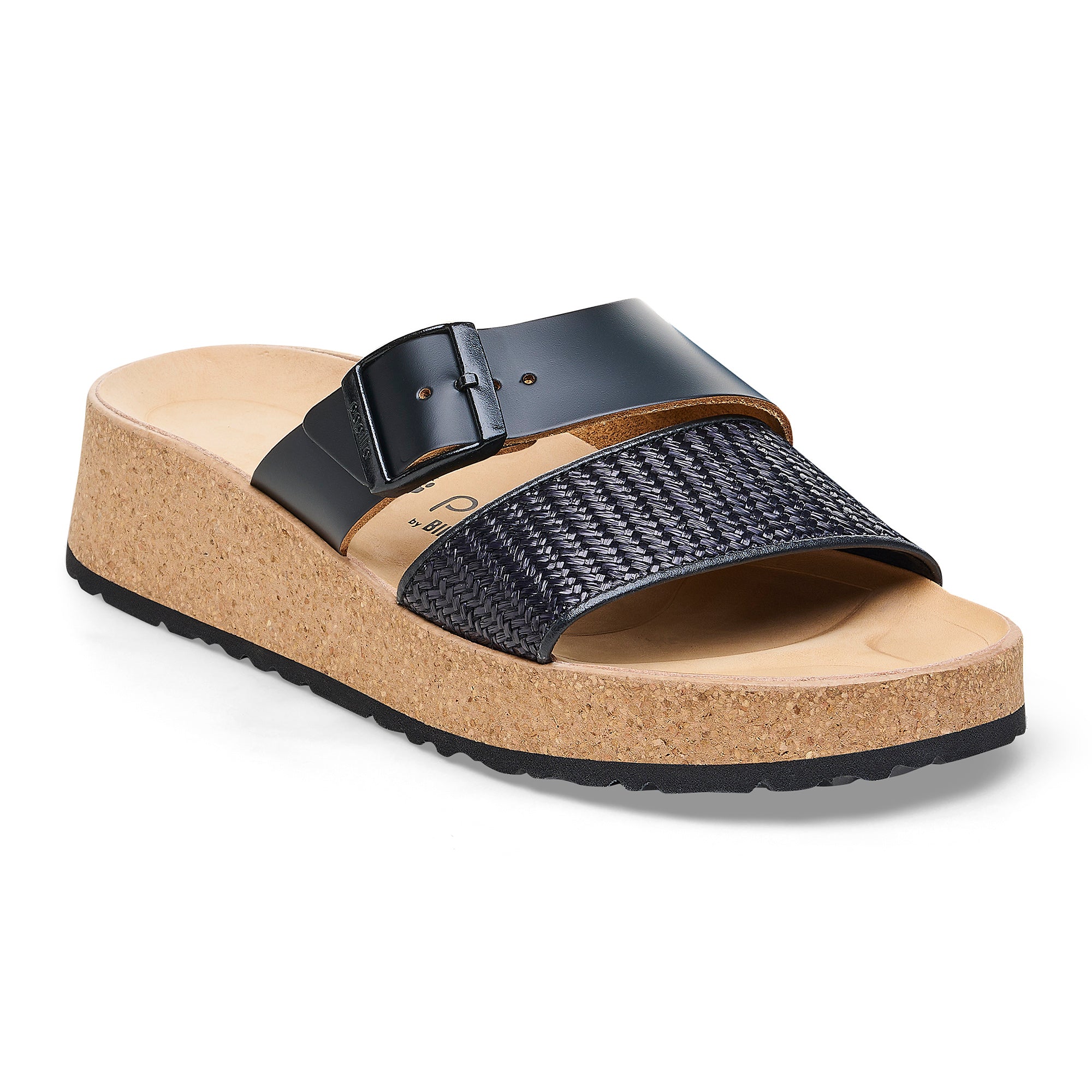 Papillio Almina black raffia leather/synthetic by Birkenstock