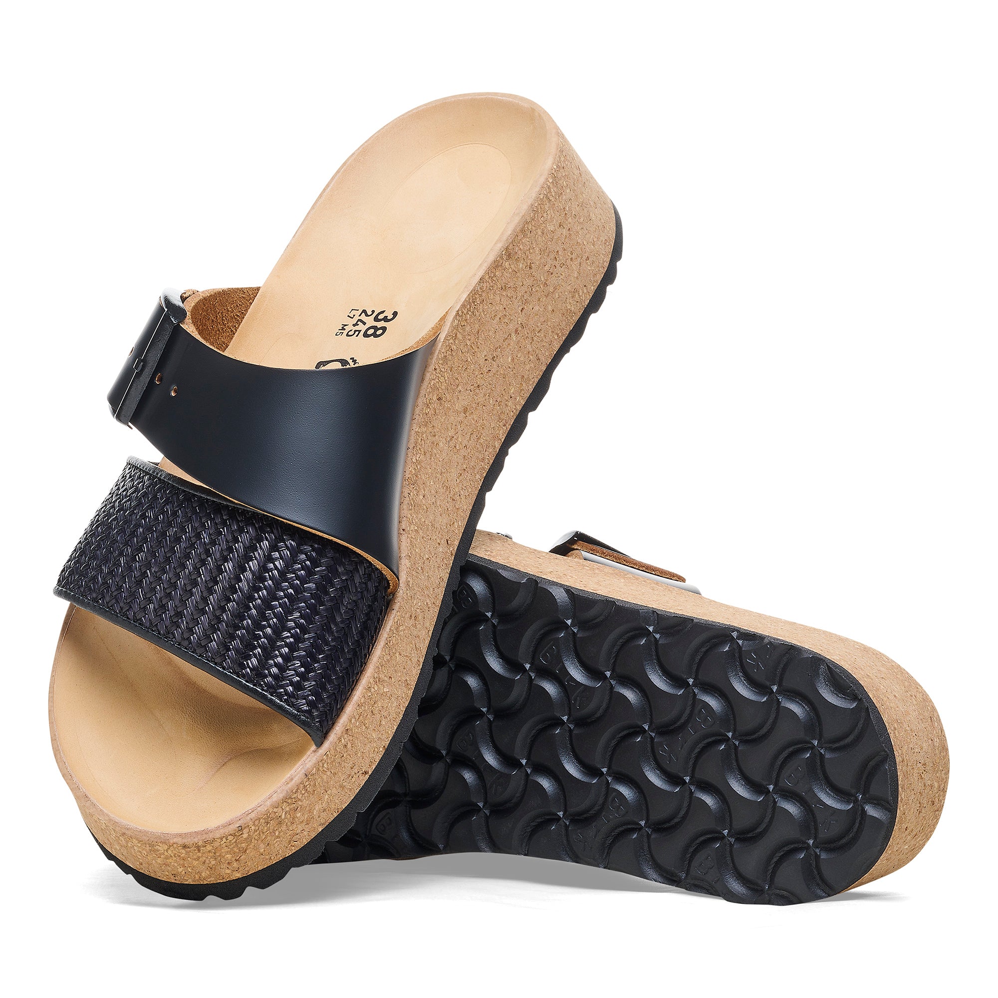 Papillio Almina black raffia leather/synthetic by Birkenstock