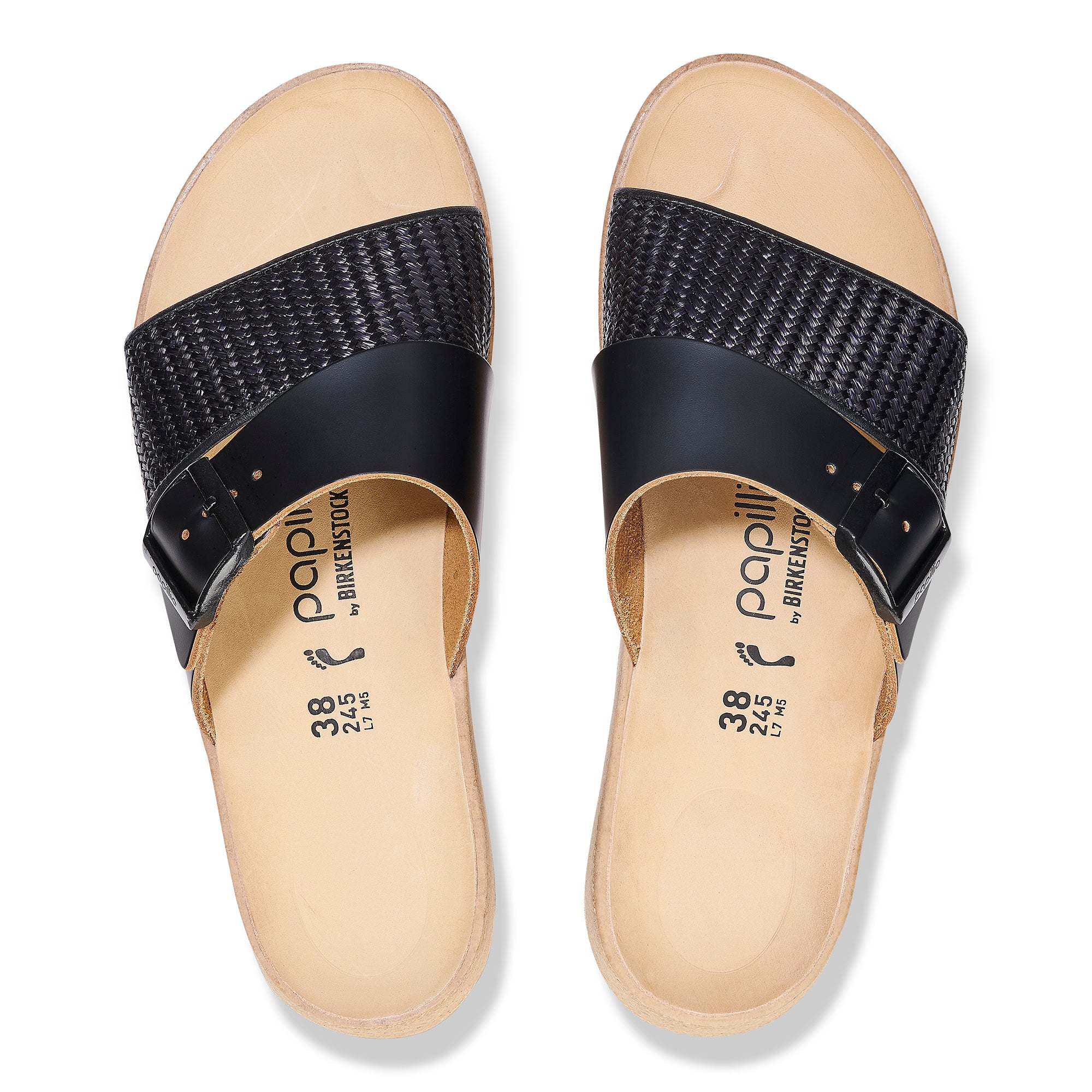 Papillio Almina black raffia leather/synthetic by Birkenstock