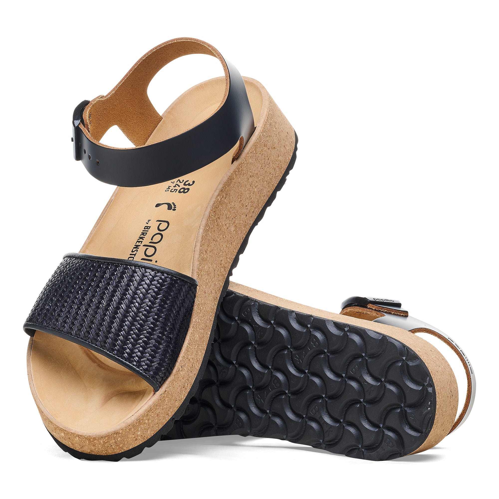 Papillio Glenda black raffia leather/synthetic by Birkenstock