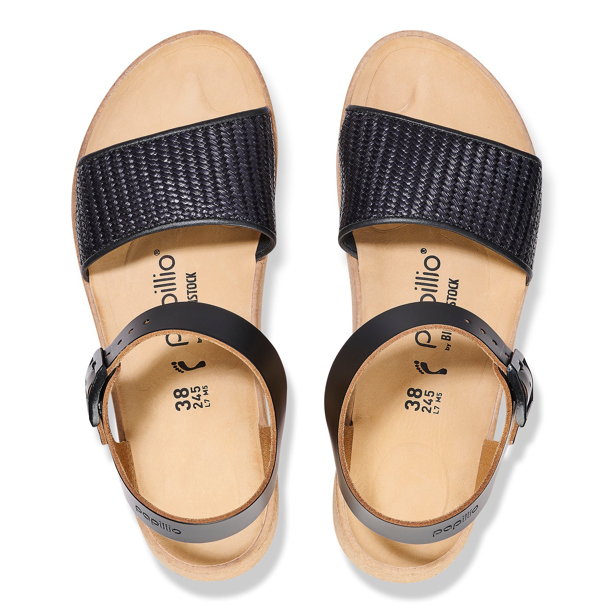 Papillio Glenda black raffia leather/synthetic by Birkenstock