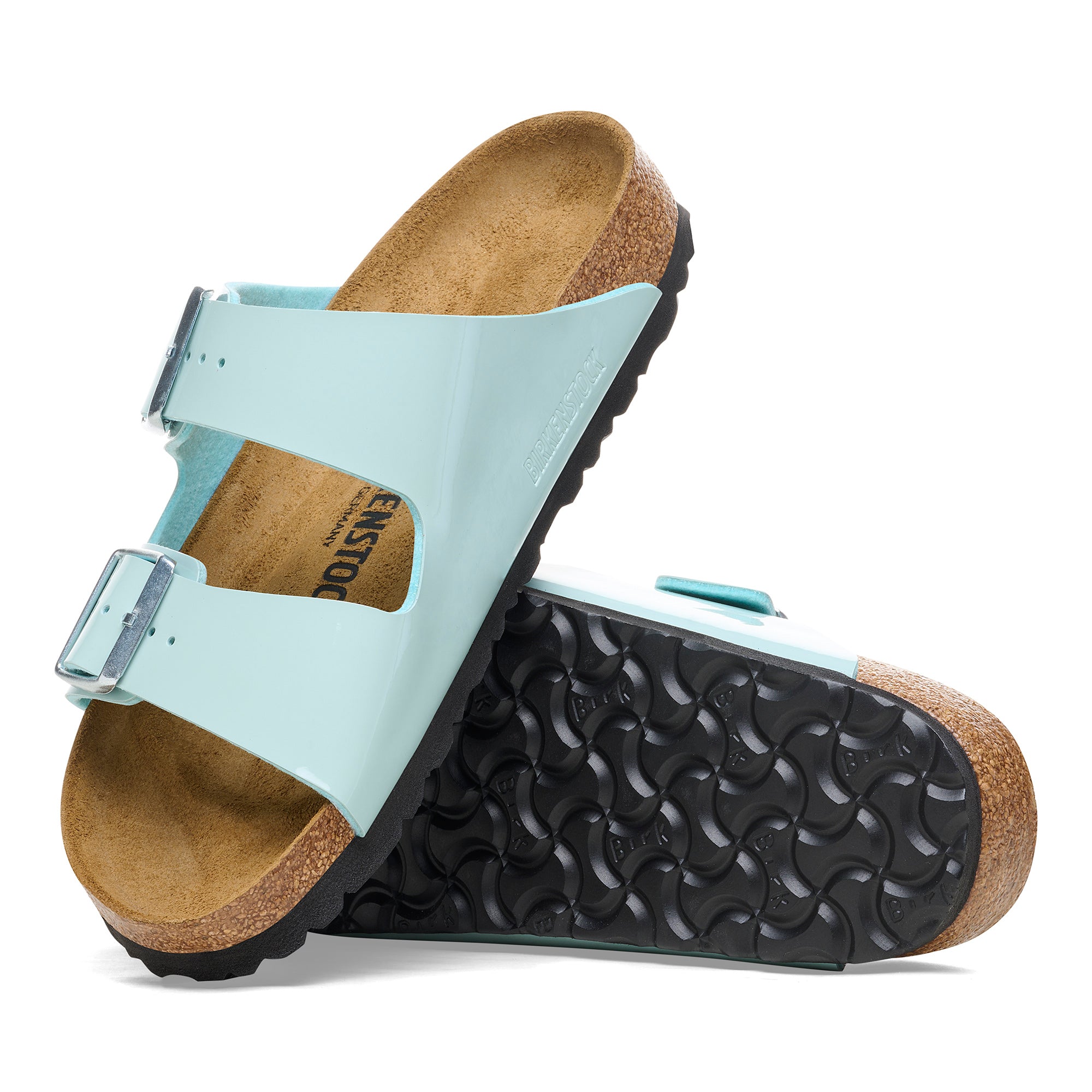 Birkenstock Arizona surf green patent Birko-Flor