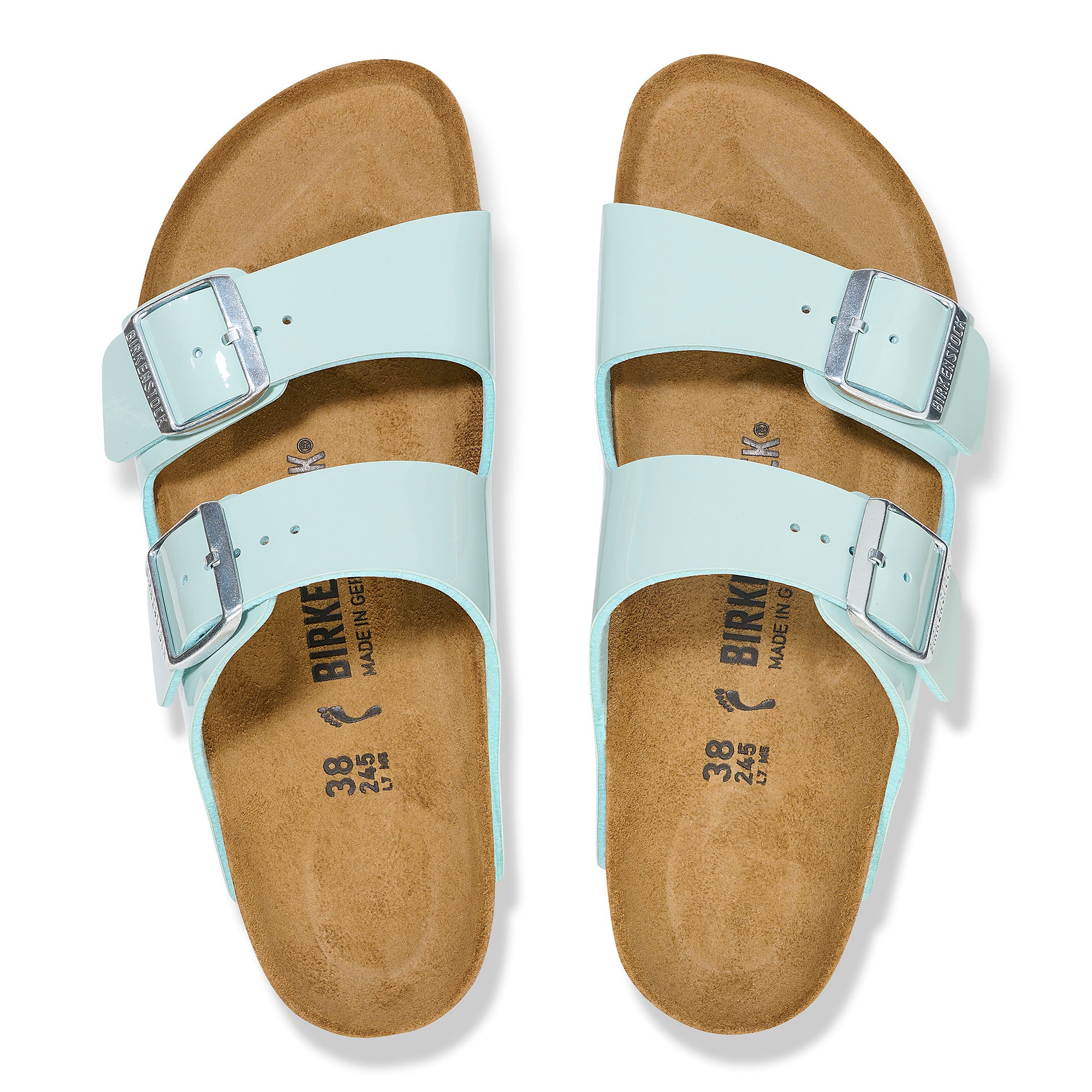 Birkenstock Arizona surf green patent Birko-Flor