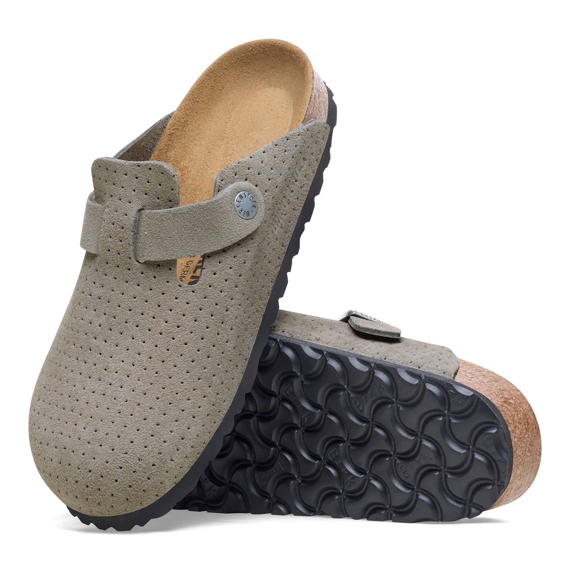 Birkenstock Boston dotted stone coin suede