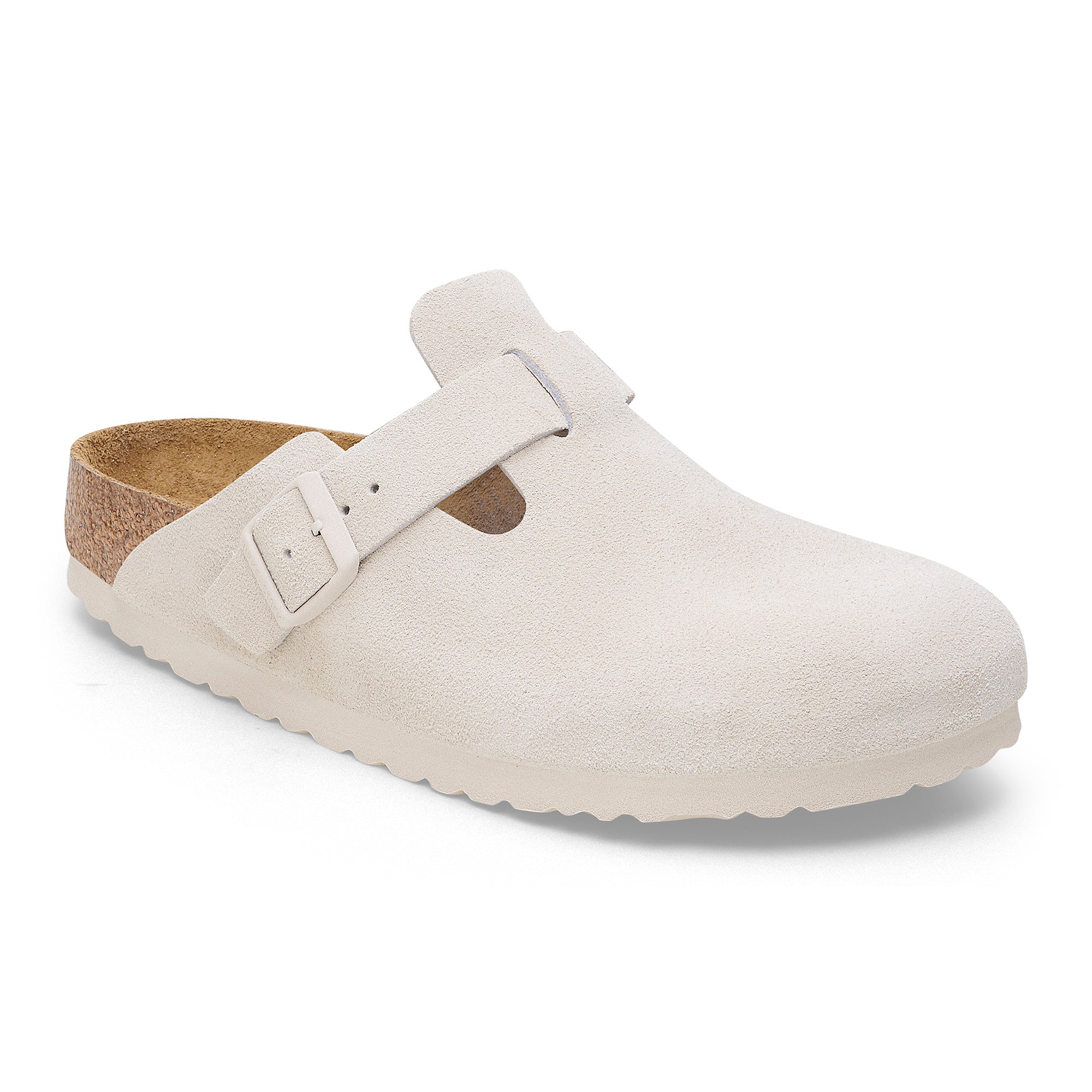 Birkenstock Boston Soft Footbed antique white suede
